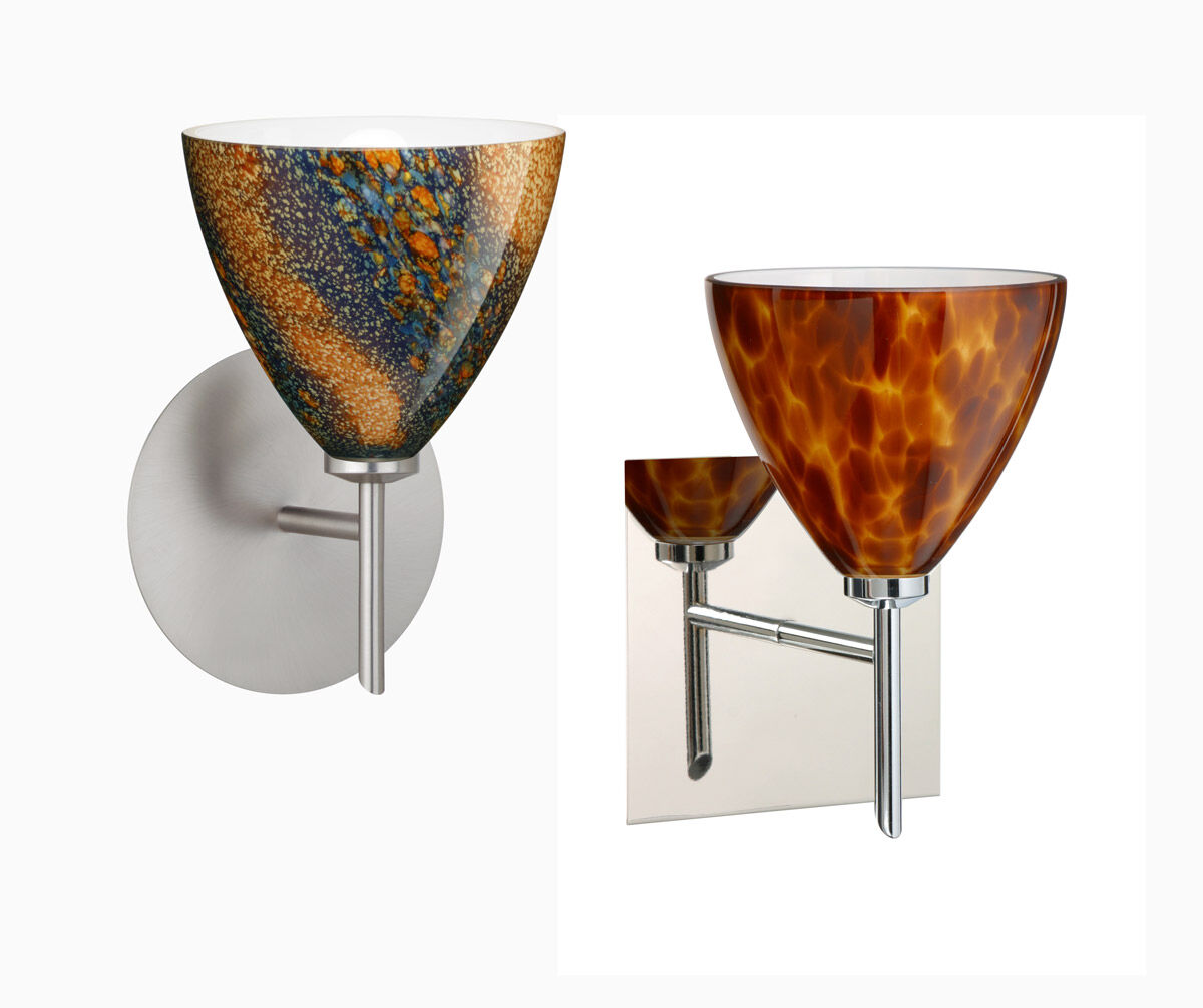 Mia 1 Light 5 inch Satin Nickel Mini Sconce Wall Light in Halogen, Marble Grigio Glass