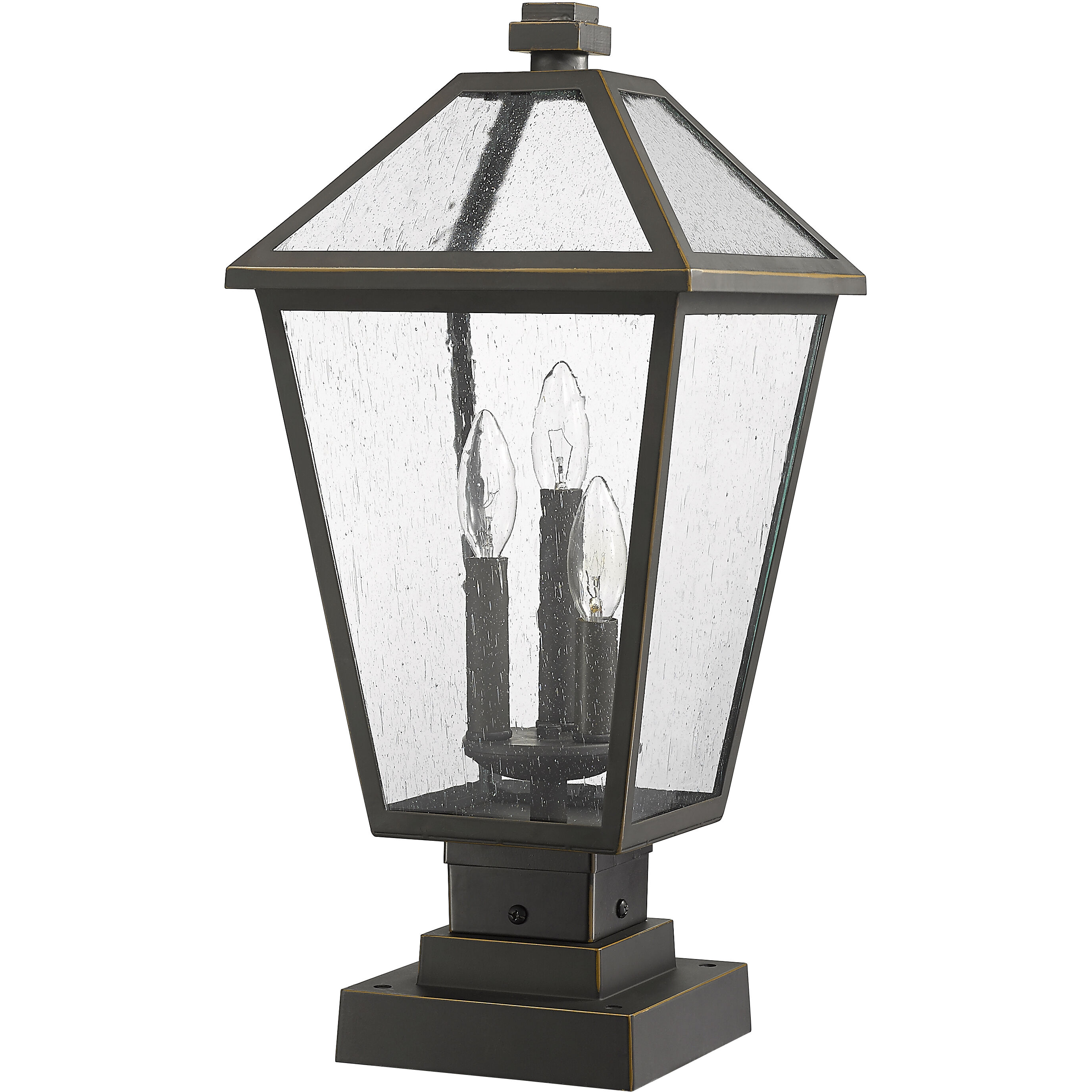 Talbot 3 Light 21 inch Oil Rubbed Bronze Outdoor Pier Mounted Fixture in Seedy Glass
