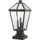 Talbot 3 Light 21 inch Oil Rubbed Bronze Outdoor Pier Mounted Fixture in Seedy Glass