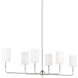 Foxdale 6 Light 44 inch Brushed Nickel Linear Chandelier Ceiling Light