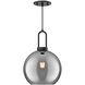 Alora Mood Soji Pendant Ceiling Light in Matte Black, Smoked Glass
