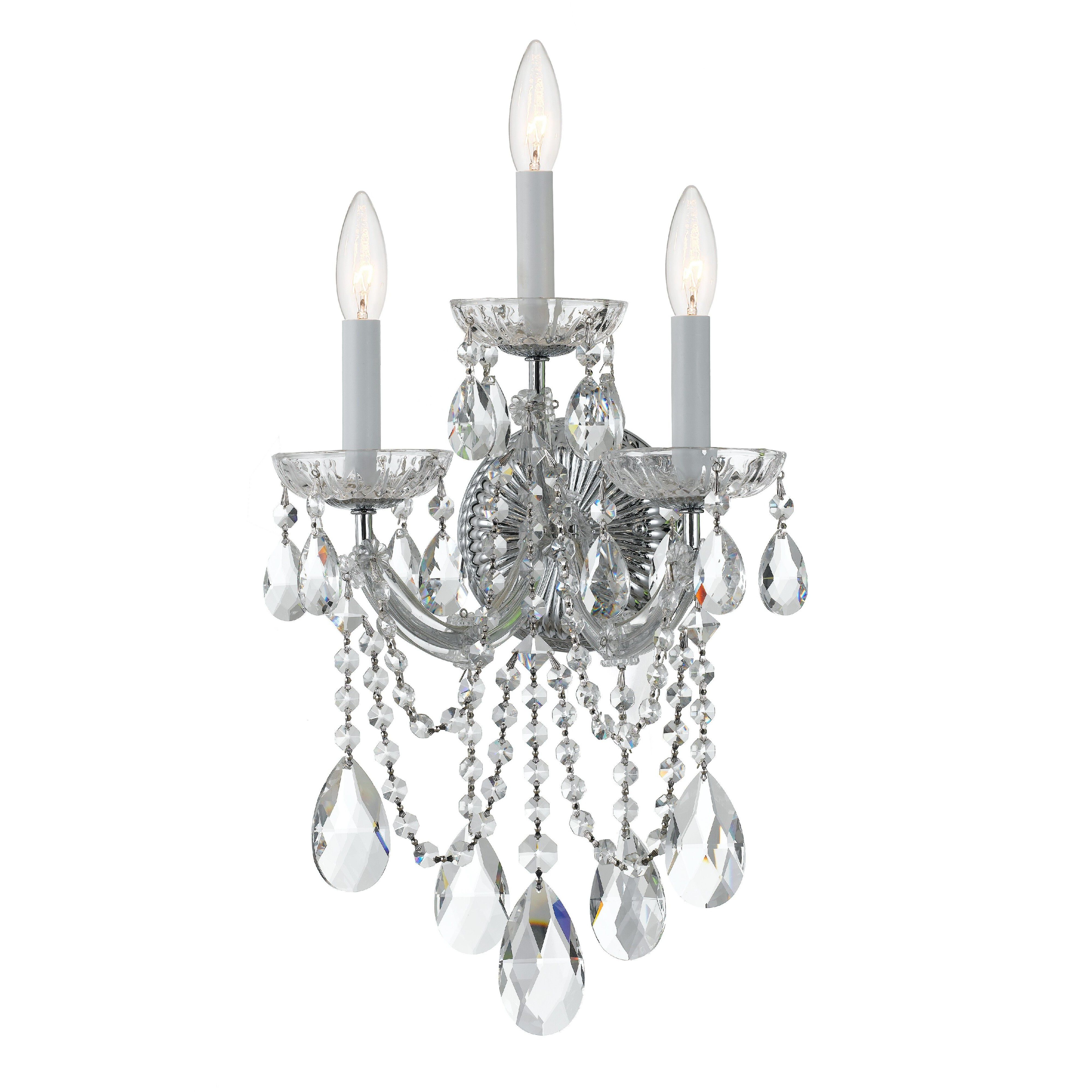 Maria Theresa Sconce Wall Light in Clear Hand Cut, Polished Chrome