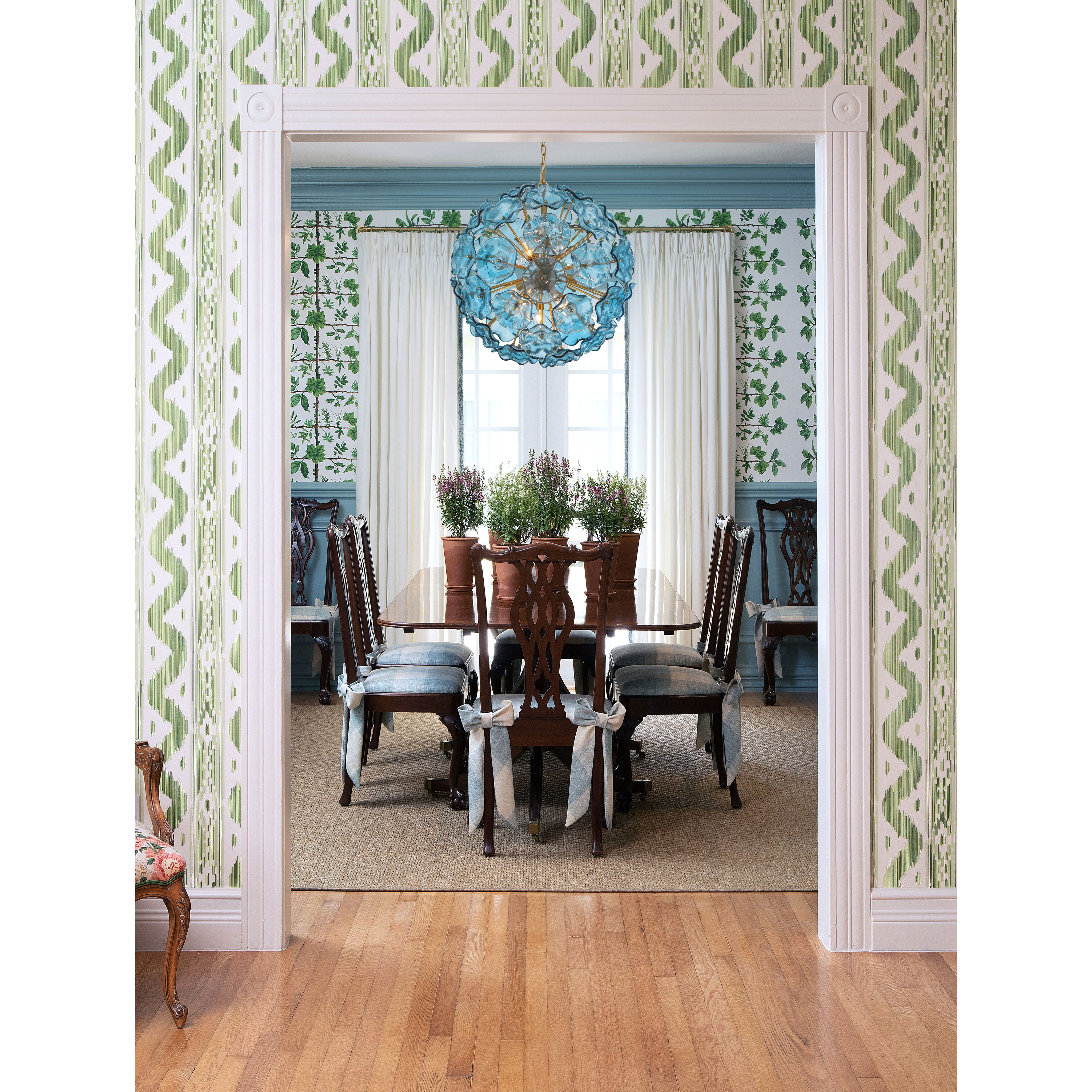 Esme 9 Light 22.5 inch Aged Brass Chandelier Ceiling Light in Floral Glass Petals Blue