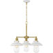 Downtown Edison 3 Light 28 inch White/Soft Brass Chandelier Ceiling Light
