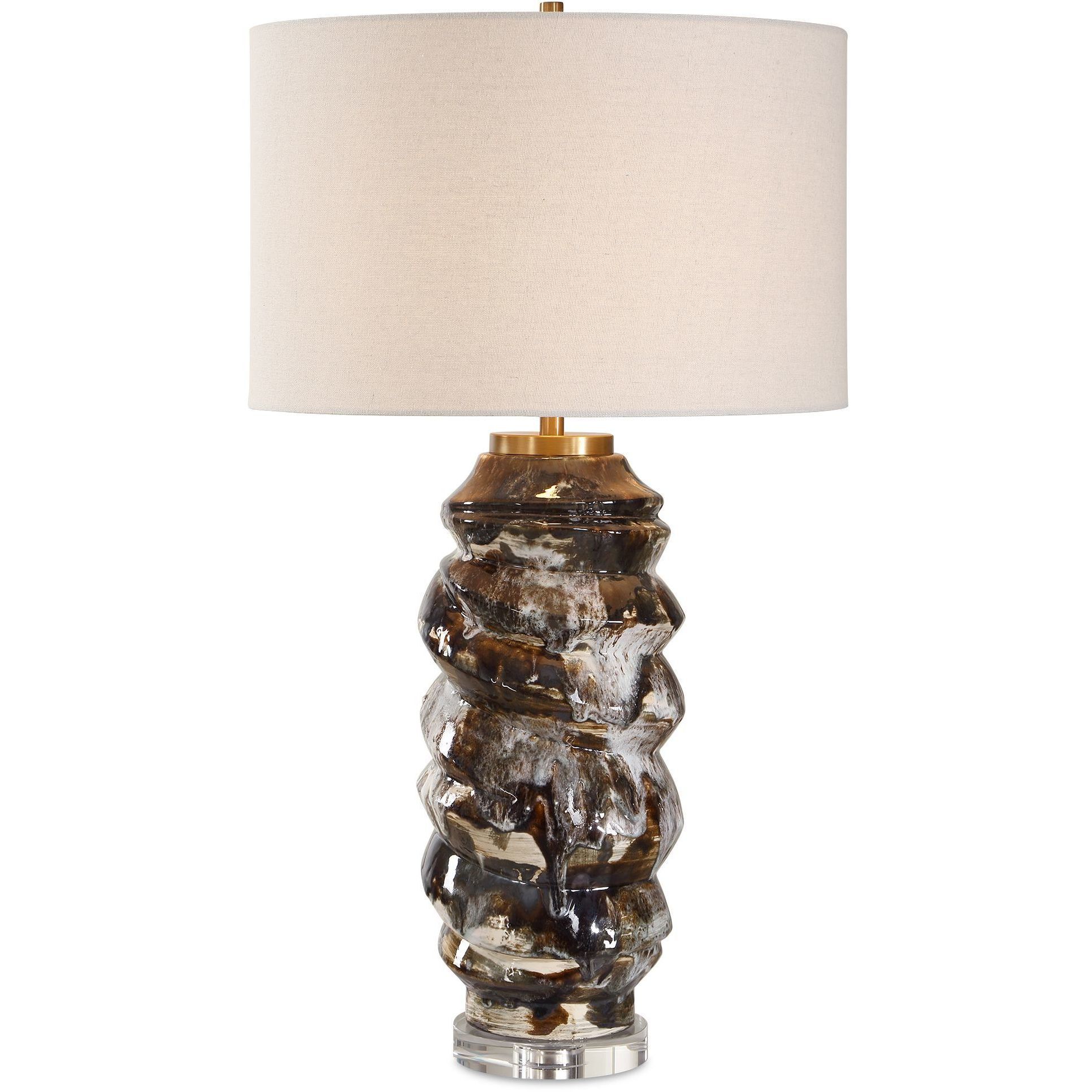 Cuoco 31.75 inch 150 watt Chocolate Brown and Off White with Crystal Table Lamp Portable Light