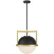 Carlysle 1 Light 15 inch Black with Warm Brass Accents Pendant Ceiling Light
