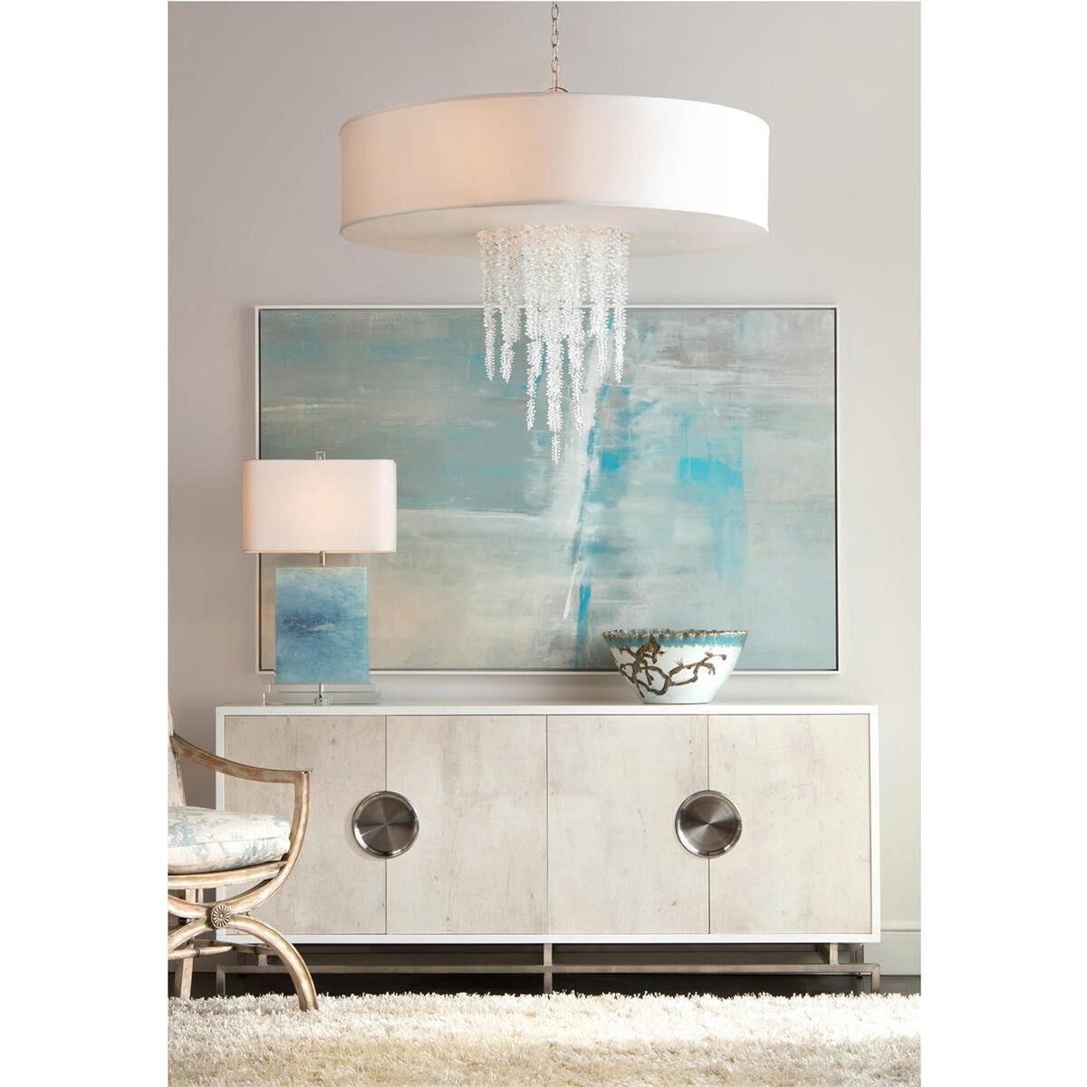 Dante 78 inch Beluga White and Tiza Gesso Credenza, Four Door