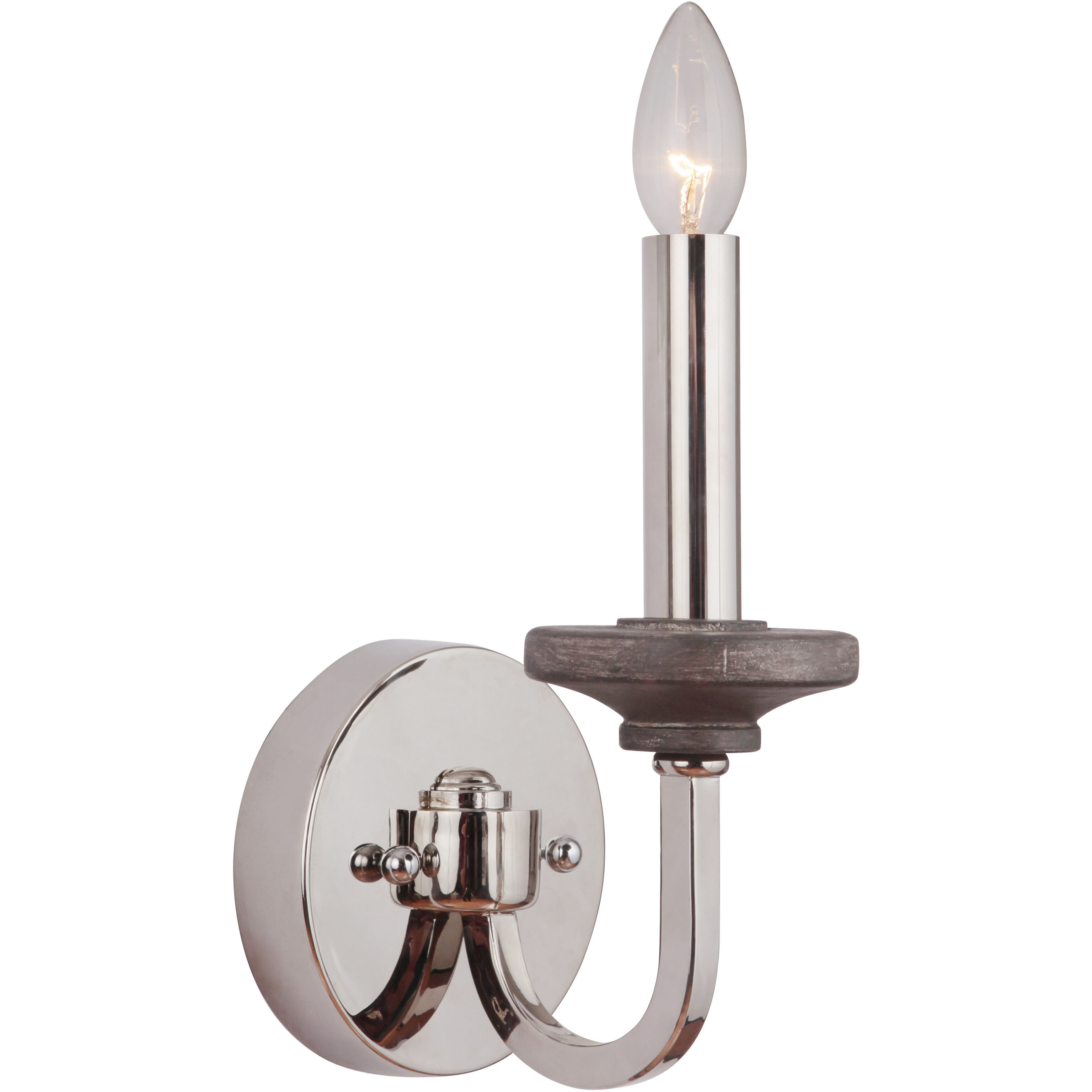 Ashwood 1 Light 5.5 inch Polished Nickel/Greywood Wall Sconce Wall Light in Polished Nickel and Greywood