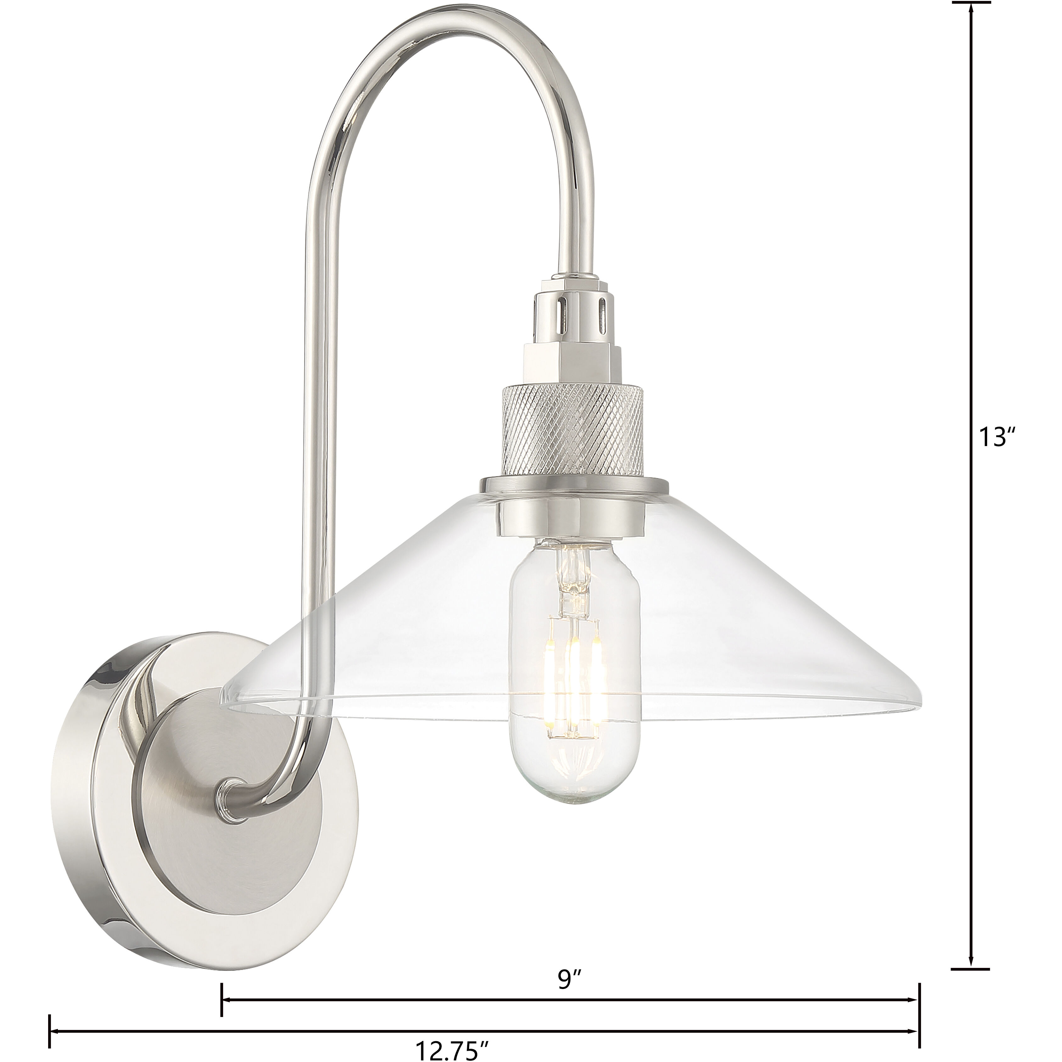 Charis Sconce Wall Light in Polished Nickel with Brushed Nickel