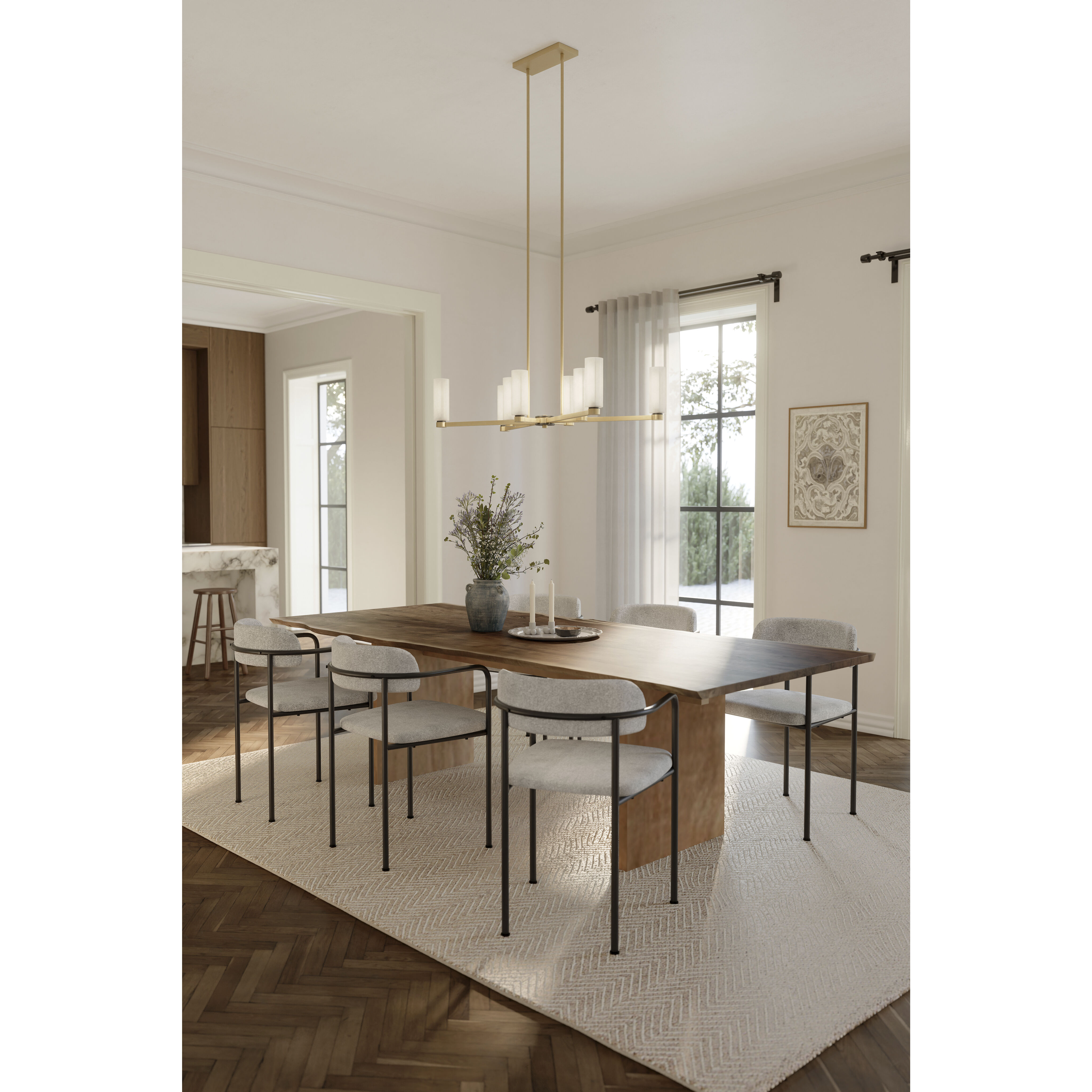 Wexmere 8 Light 40.25 inch Legacy Brass and Dark Matte Black Linear Chandelier Ceiling Light