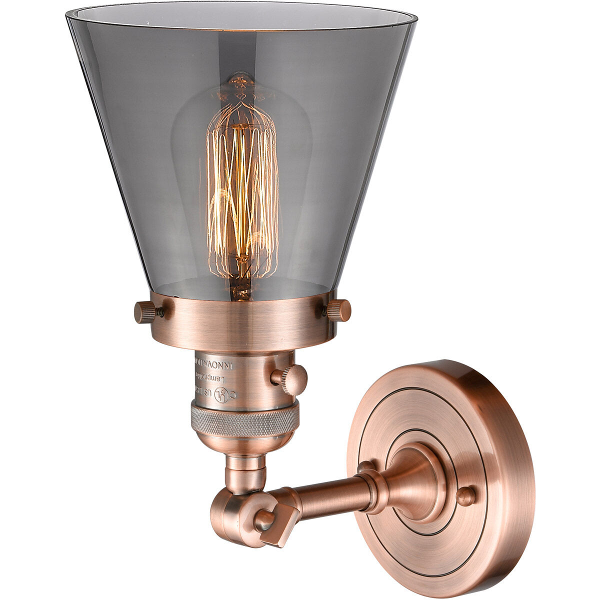 Franklin Restoration Small Cone LED 6 inch Antique Copper Sconce Wall Light, Franklin Restoration