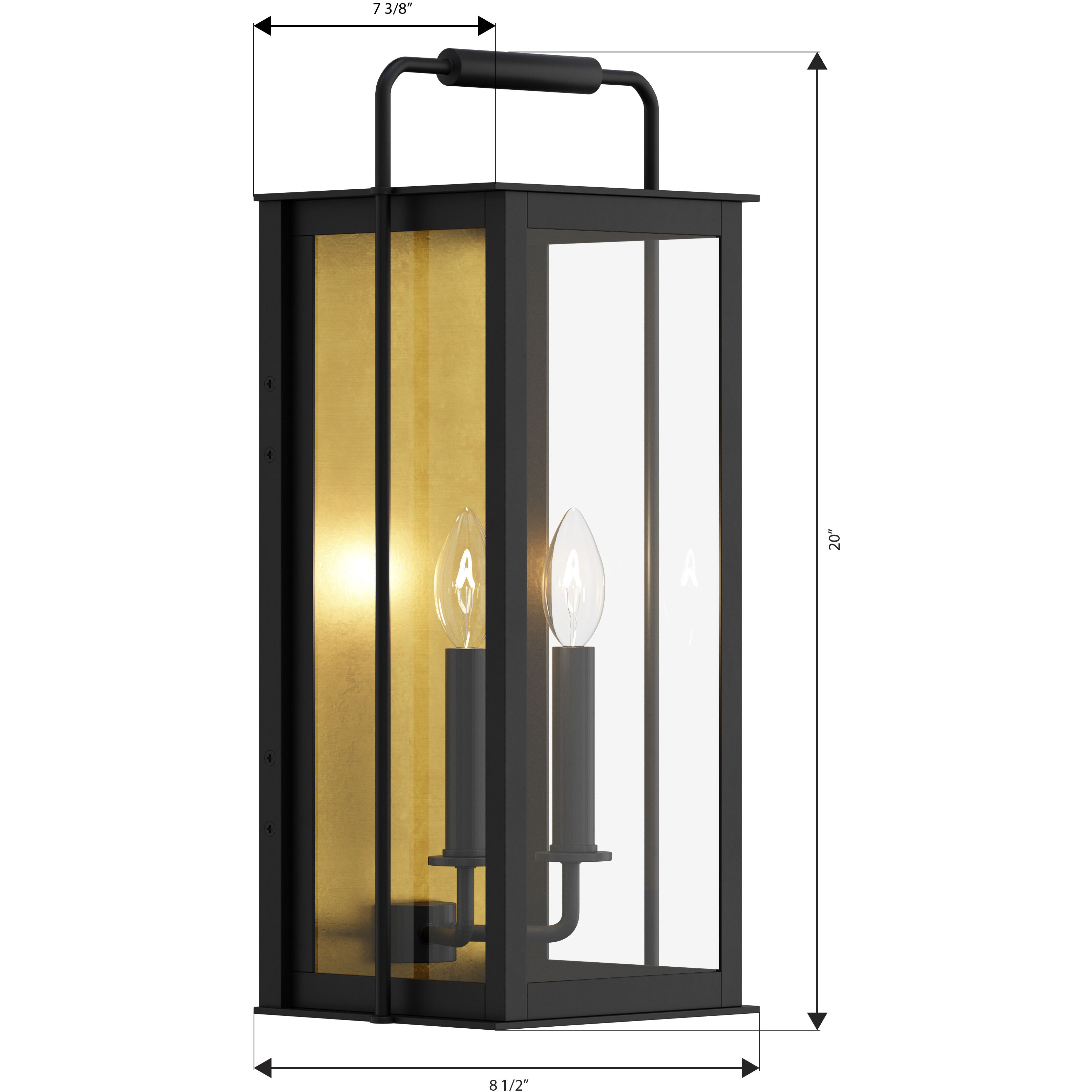 Aberdeen 2 Light 20 inch Sand Coal Black and Legacy Brass Outdoor Wall Sconce