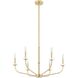Leah 6 Light 30 inch Brushed Gold and White Chandelier Ceiling Light