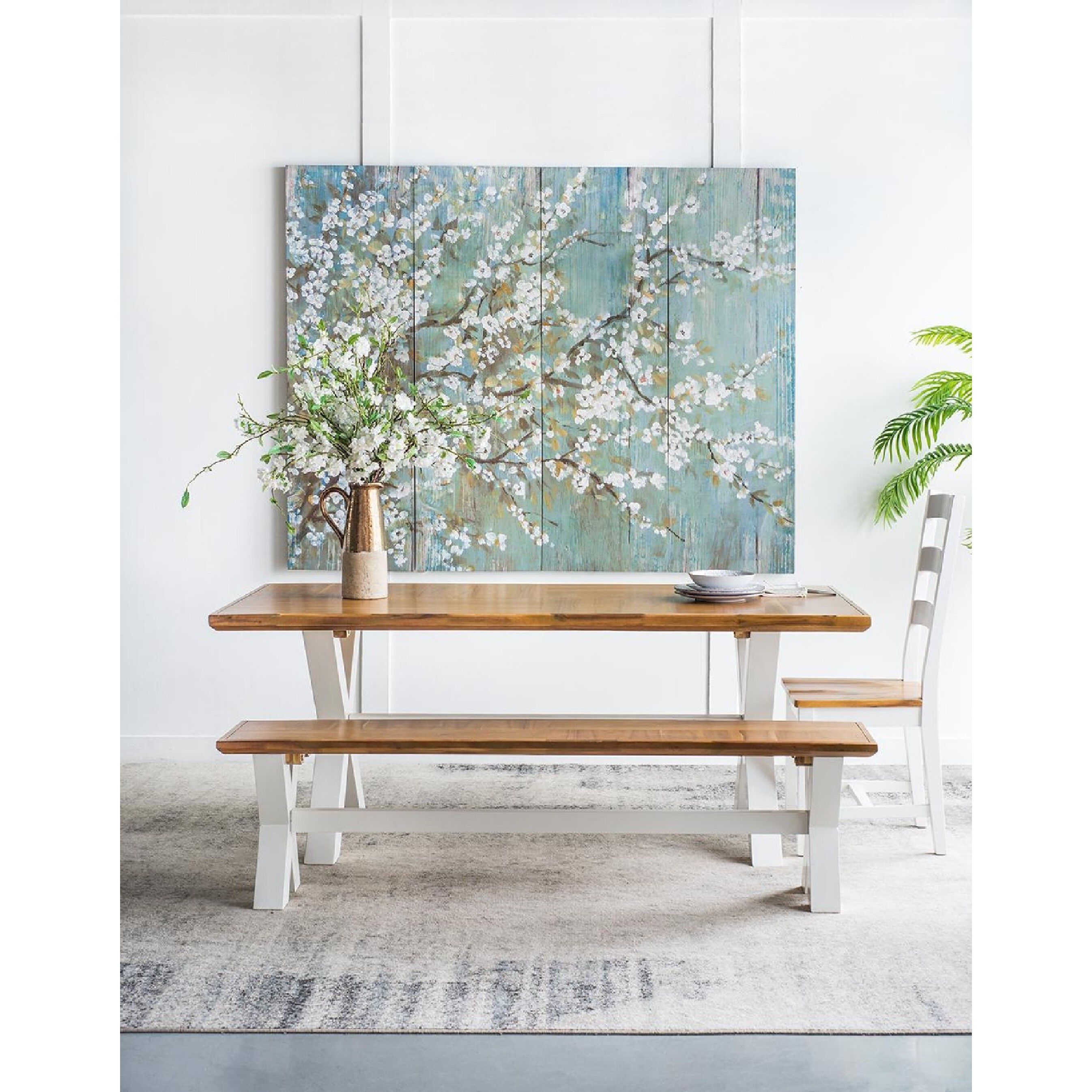 Saison White Cherry Blossom Blue/White/Brown Wall Art
