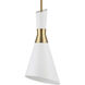 Eames 1 Light 8 inch White and Antique Brass Mini Pendant Ceiling Light