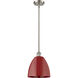Ballston Plymouth Dome LED 9 inch Brushed Satin Nickel Pendant Ceiling Light in Matte Red