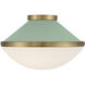 Xander 2 Light 16.25 inch Vibrant Gold Flush Ceiling Light in Vibrant Gold and Green