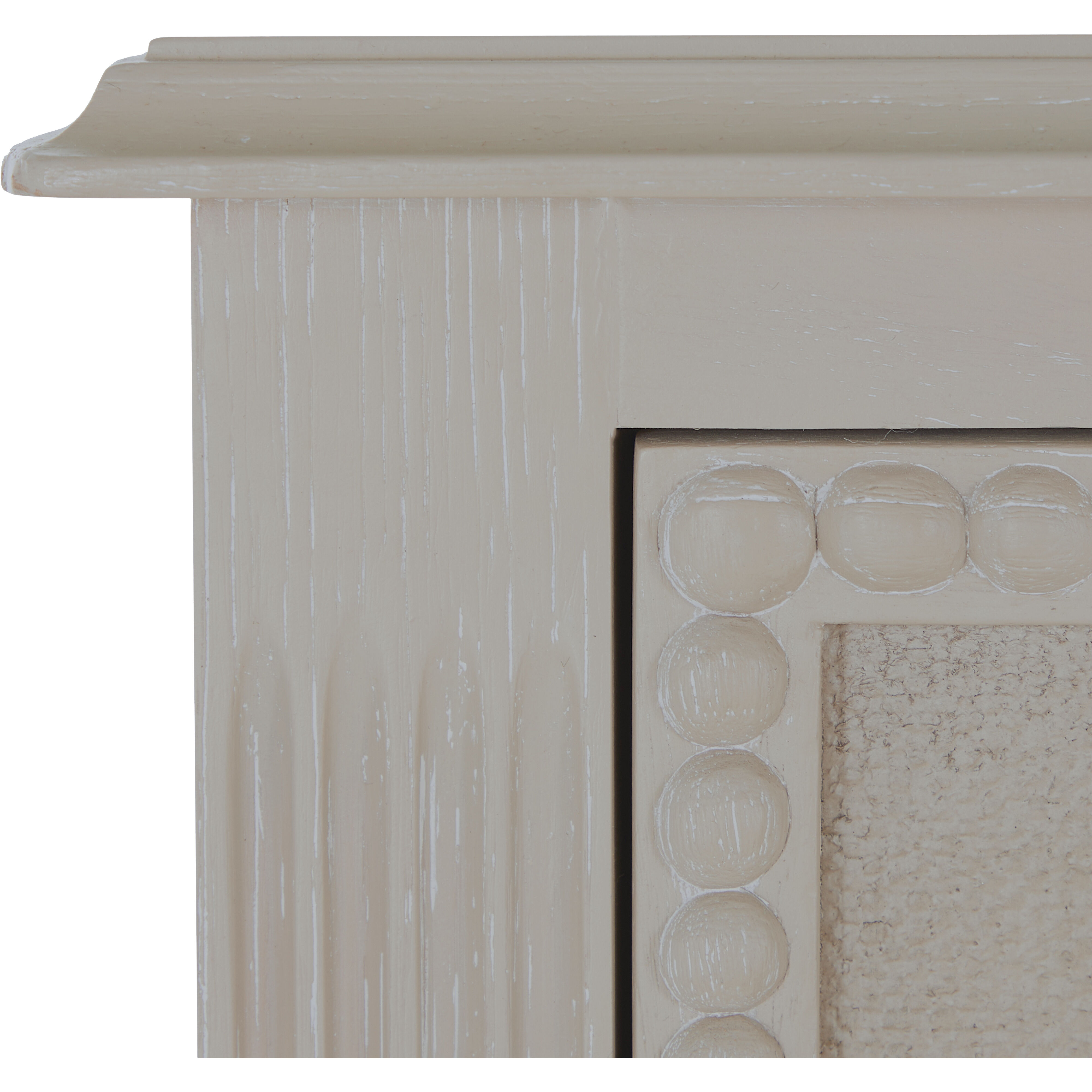 Caroline Cerused White and Painted Burlap Dresser