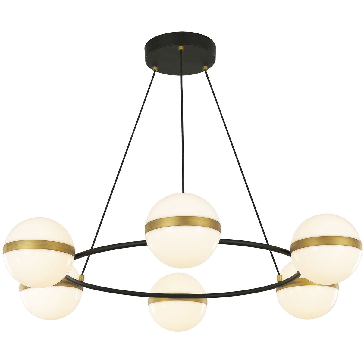 Tagliato LED 36 inch Matte Black/Brushed Gold Chandelier Ceiling Light in Universal Voltage