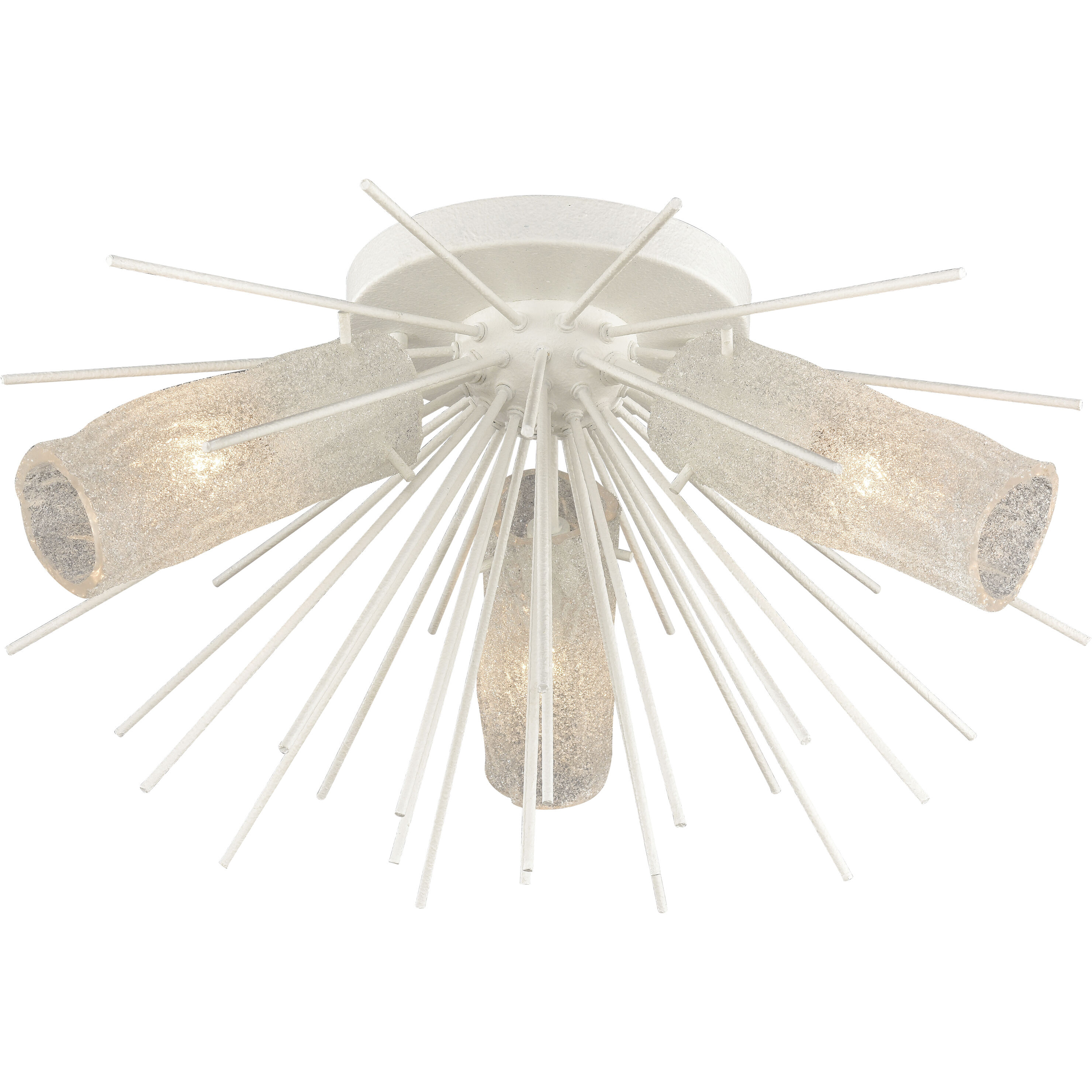 Sea Urchin 3 Light 20 inch White Coral Semi Flush Mount Ceiling Light