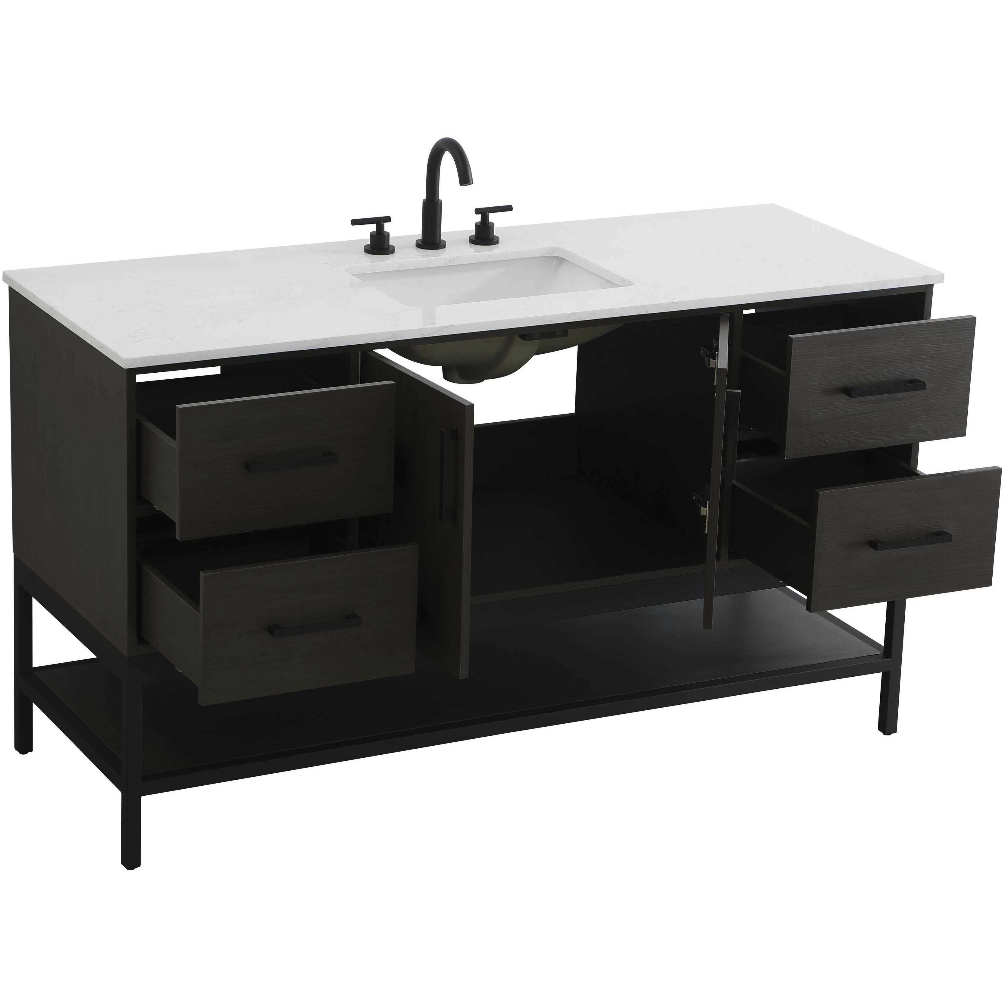 Lennox 60 X 34 inch Mocha Brown Bathroom Vanity Cabinet