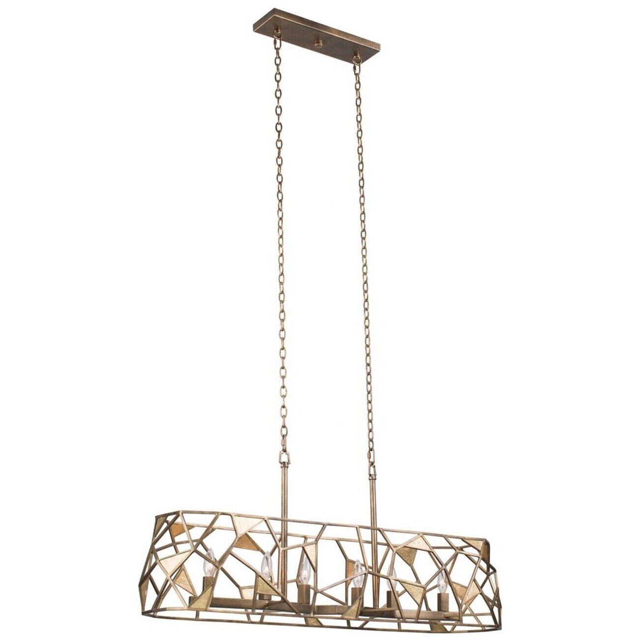 Esmeralda 6 Light 42 inch Pearlized Antique Brass Island Light Ceiling Light