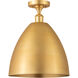 Ballston Plymouth Dome LED 12 inch White and Polished Chrome Semi-Flush Mount Ceiling Light in Matte Red