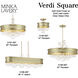 Verdi Square 3 Light 14 inch Soft Gold With Gold Leaf Convertible Pendant Ceiling Light