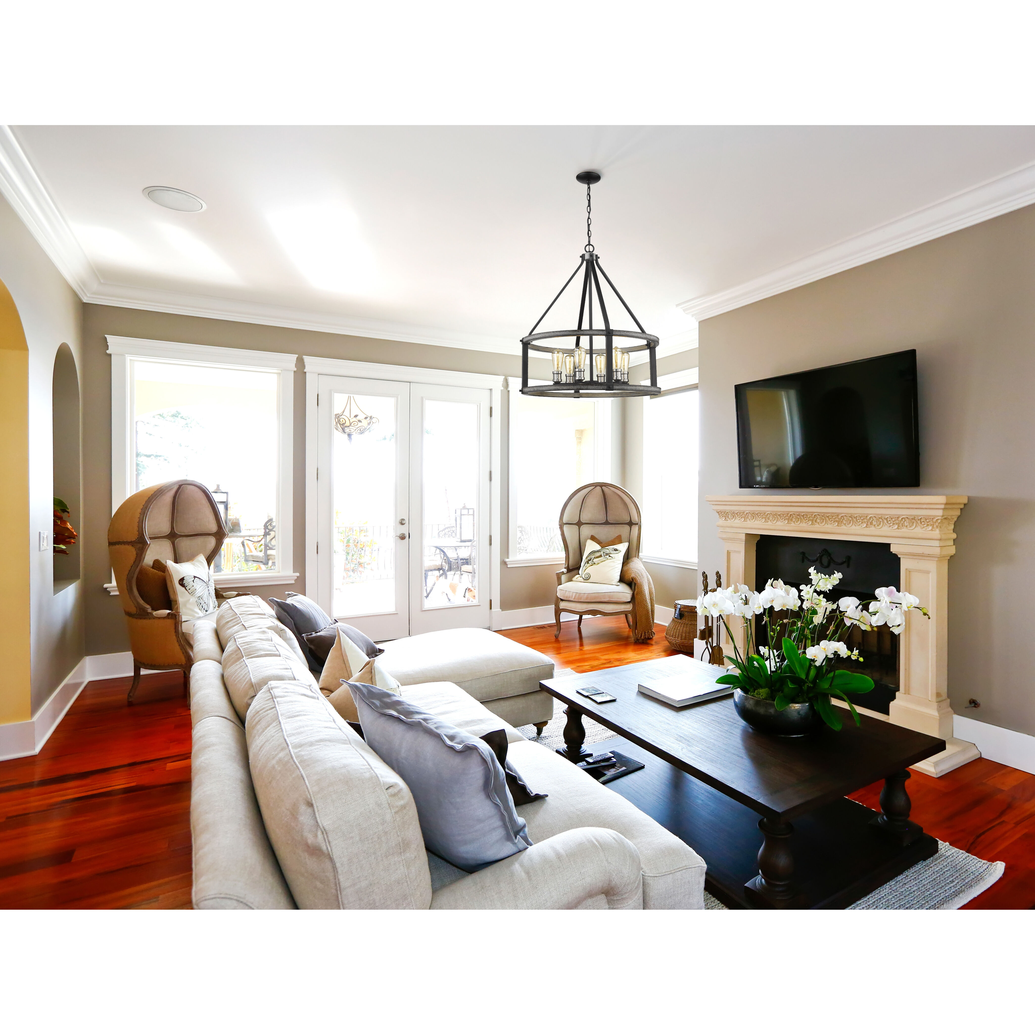 Kirkland 6 Light 25 inch Ashen Barnboard Chandelier Ceiling Light