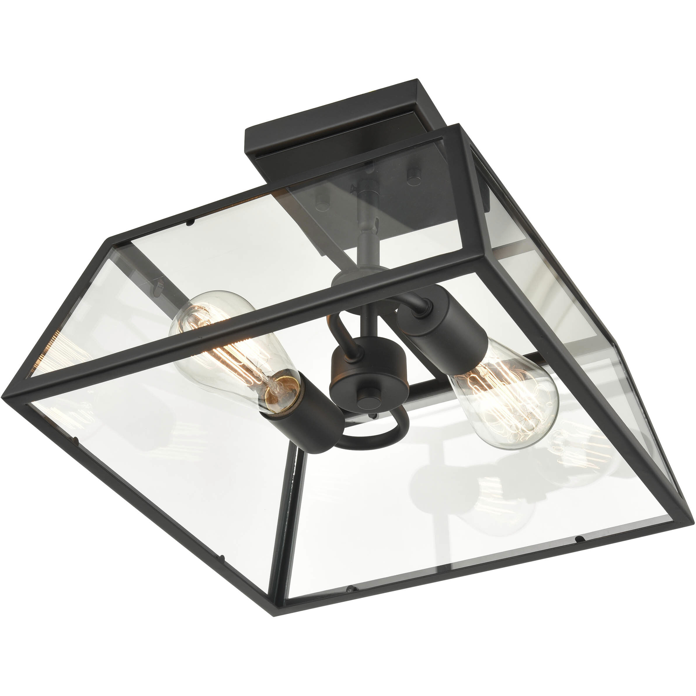 Grant 2 Light 13 inch Powder Coated Black Outdoor Flush Mount