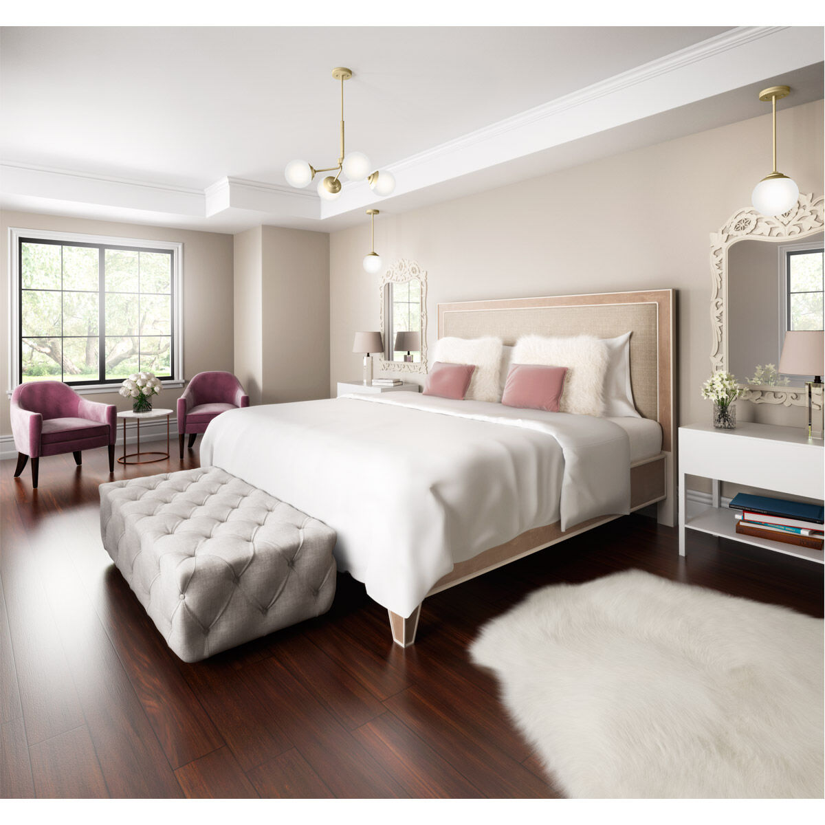 Hepburn 4 Light 30 inch Painted Modern Brass Chandelier Ceiling Light