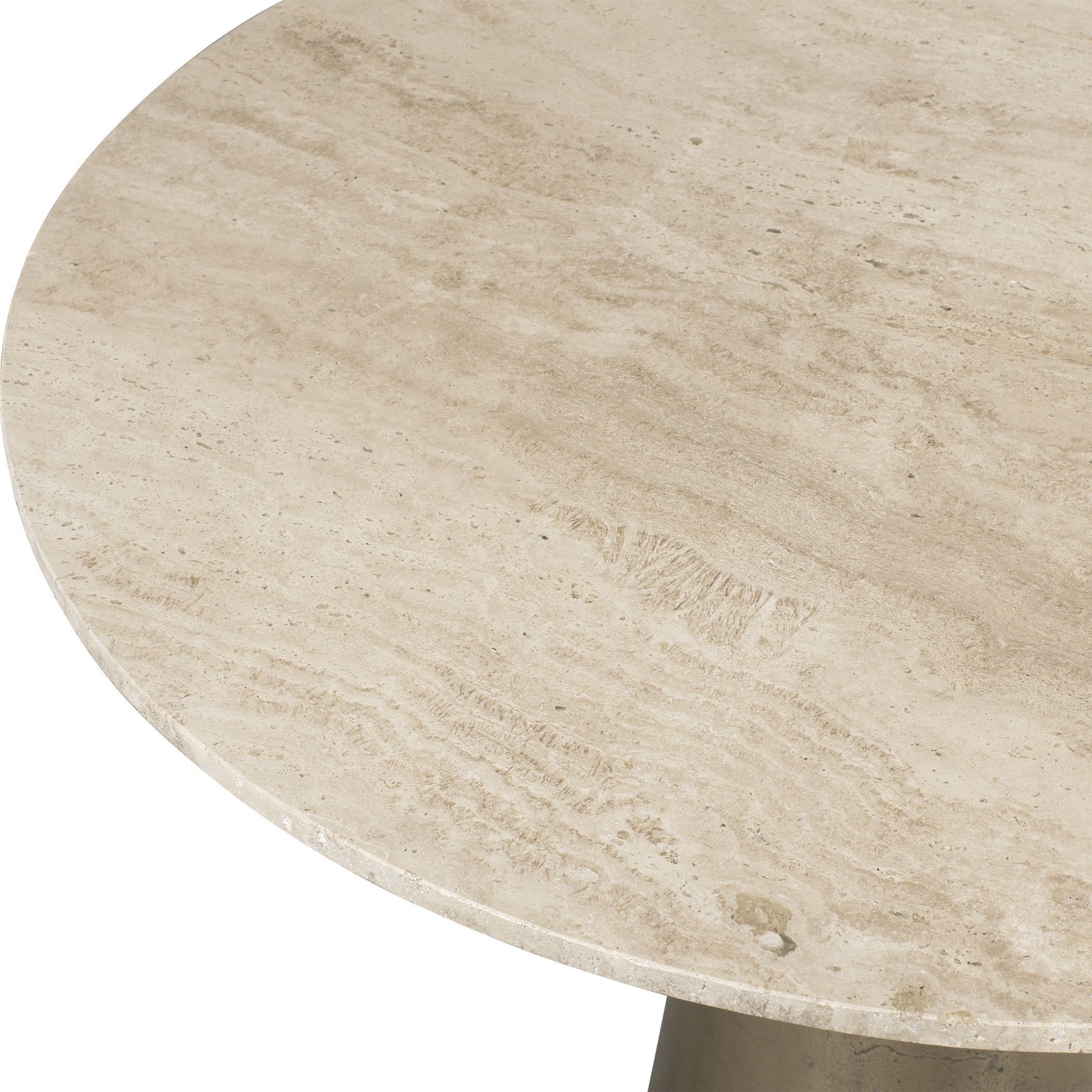 Midsummer Antique Brass and Travertine Indoor-Outdoor Bistro Table