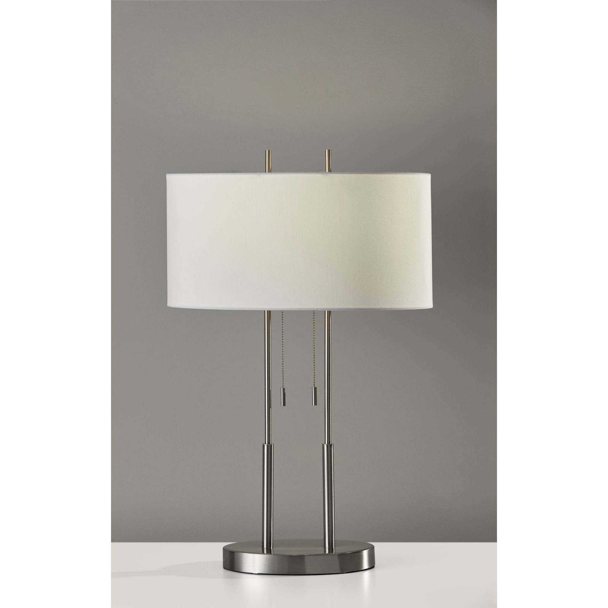 Duet 27 inch 60.00 watt Satin Steel Table Lamp Portable Light in Brushed Steel