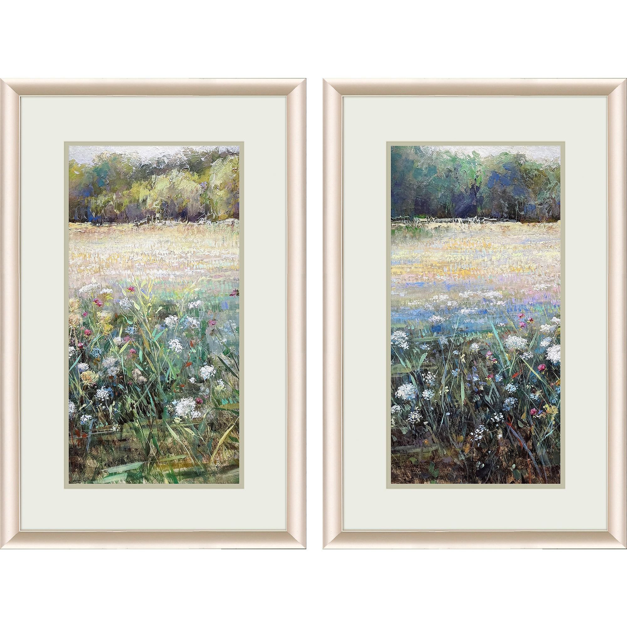 Morning Field Green and Multi and White and Pink Framed Art, Propac