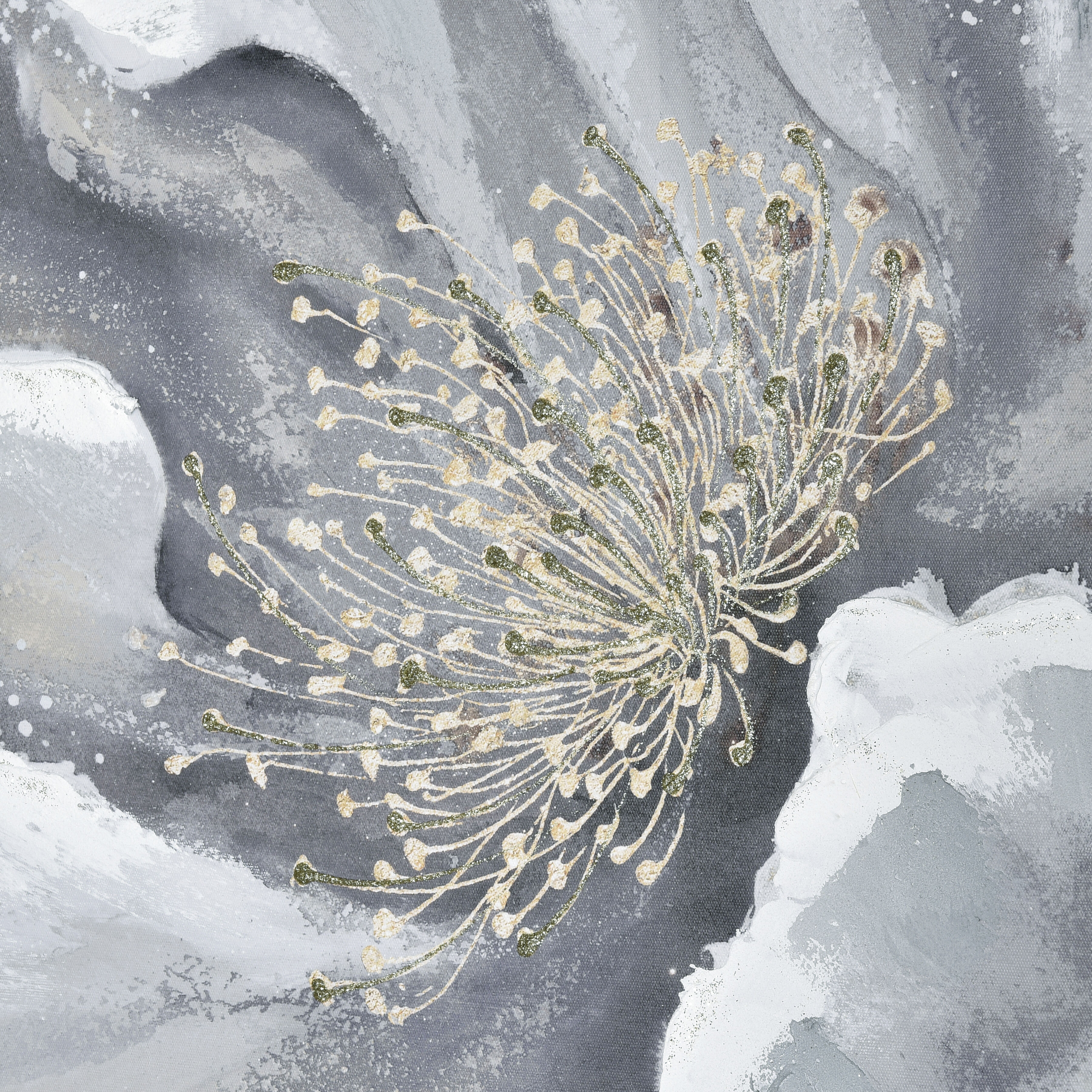 Bowie Bloom I Gray with Gold Framed Wall Art