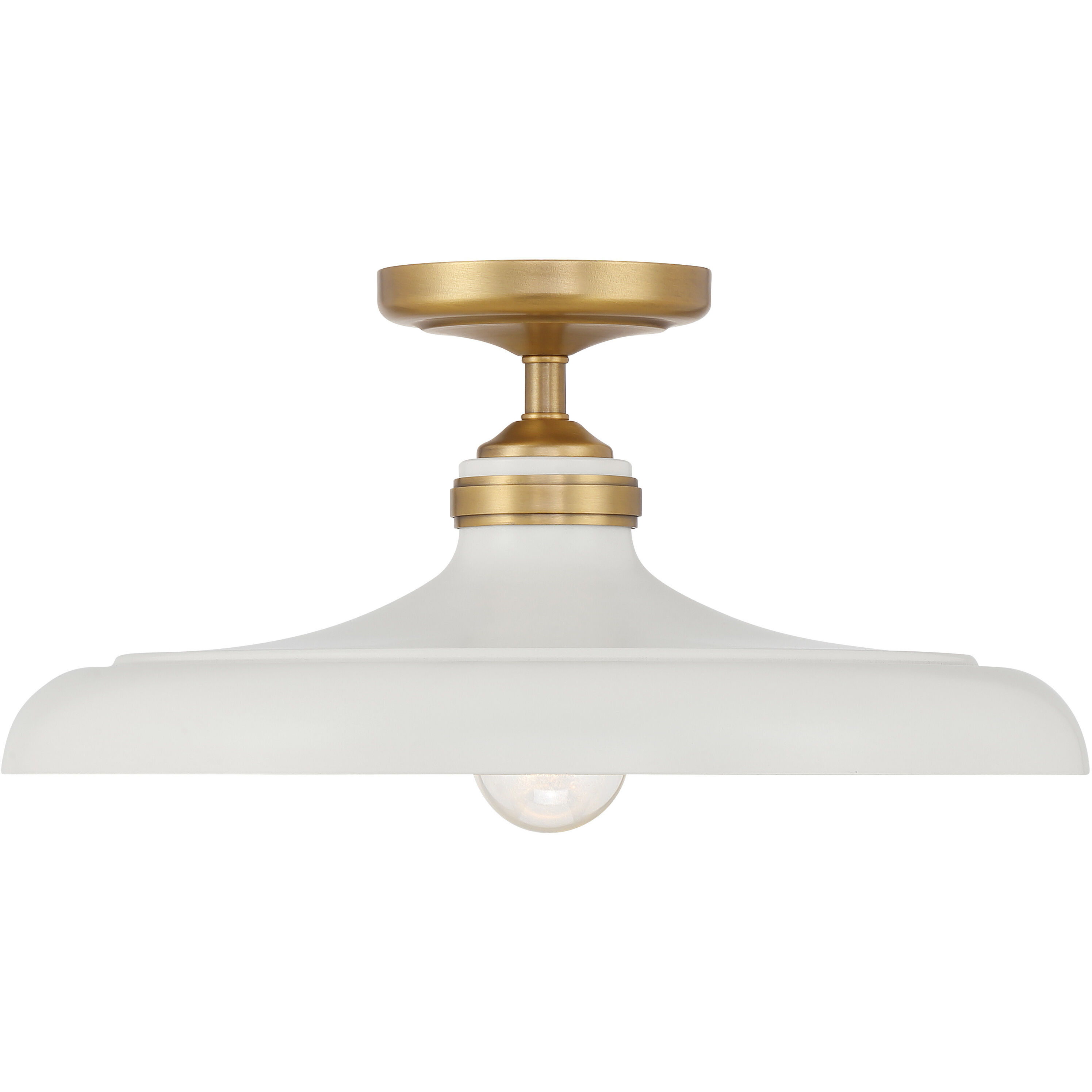Crowne 1 Light 16 inch Legacy Brass and Off White Cream Semi Flush Ceiling Light
