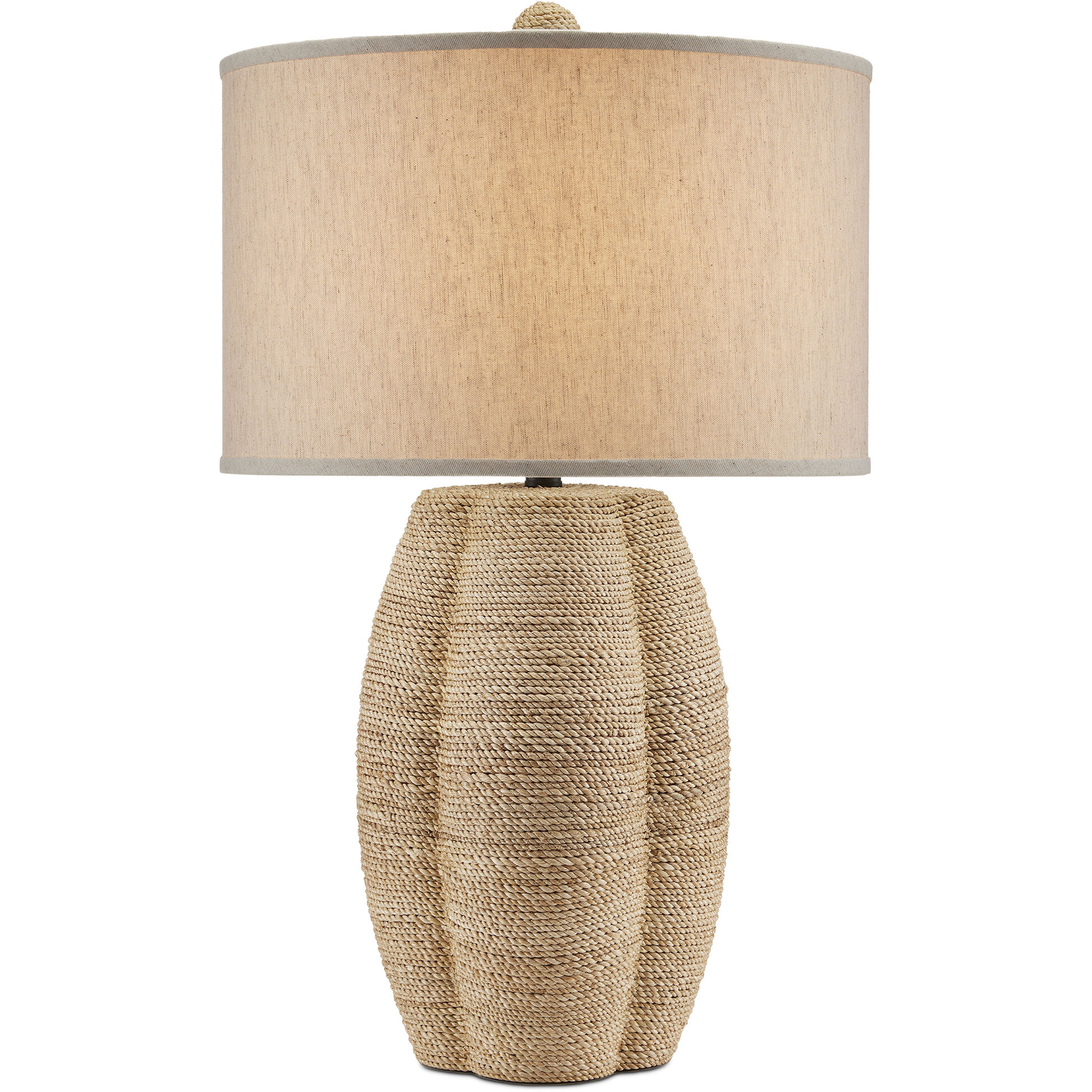 Karnak 30.5 inch Satin Black/Natural Abaca Rope Table Lamp Portable Light