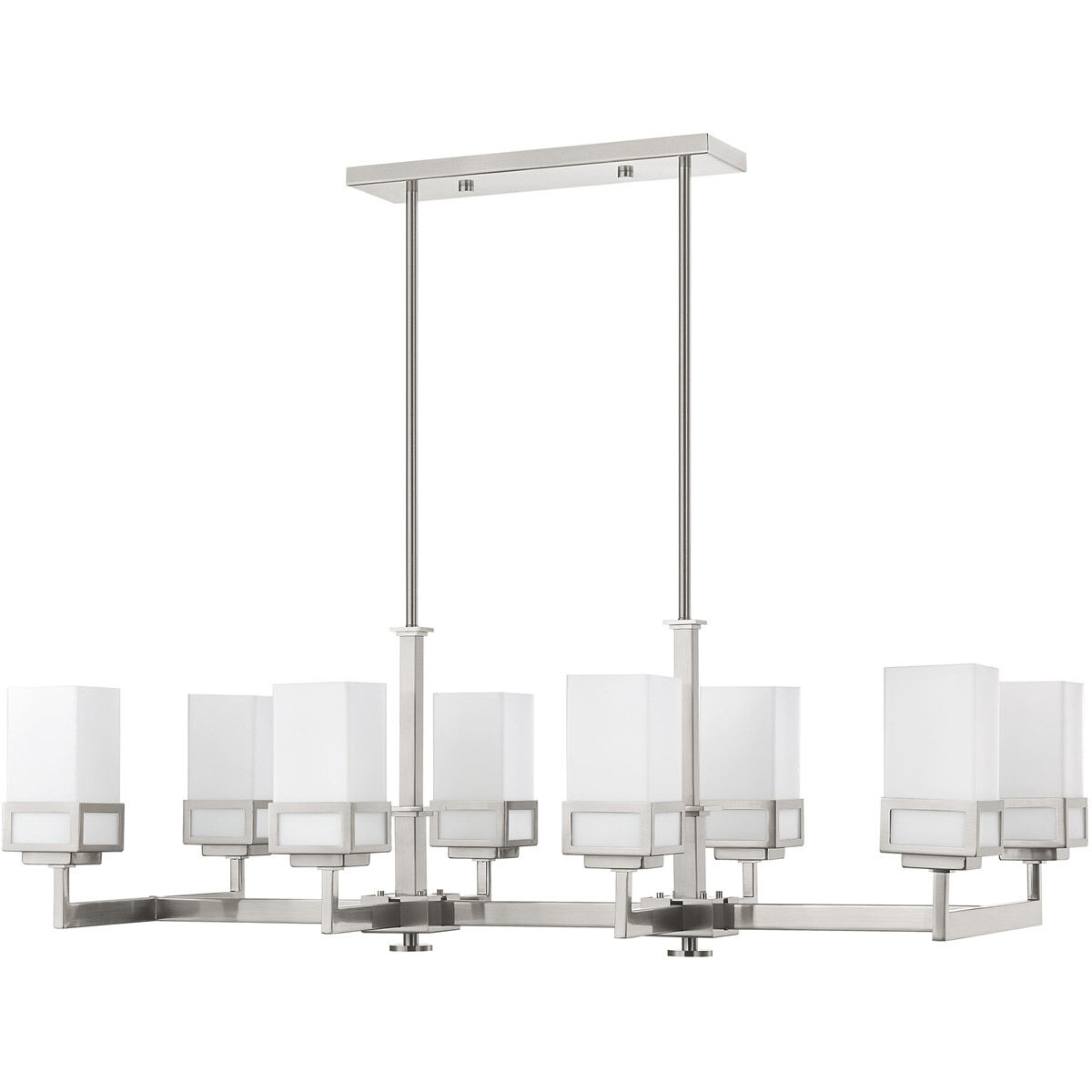 Harding 8 Light 40 inch Brushed Nickel Linear Chandelier Ceiling Light