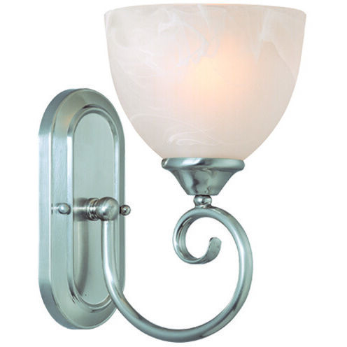 Raleigh 1 Light 6.5 inch Satin Nickel Wall Sconce Wall Light in Faux Alabaster Glass
