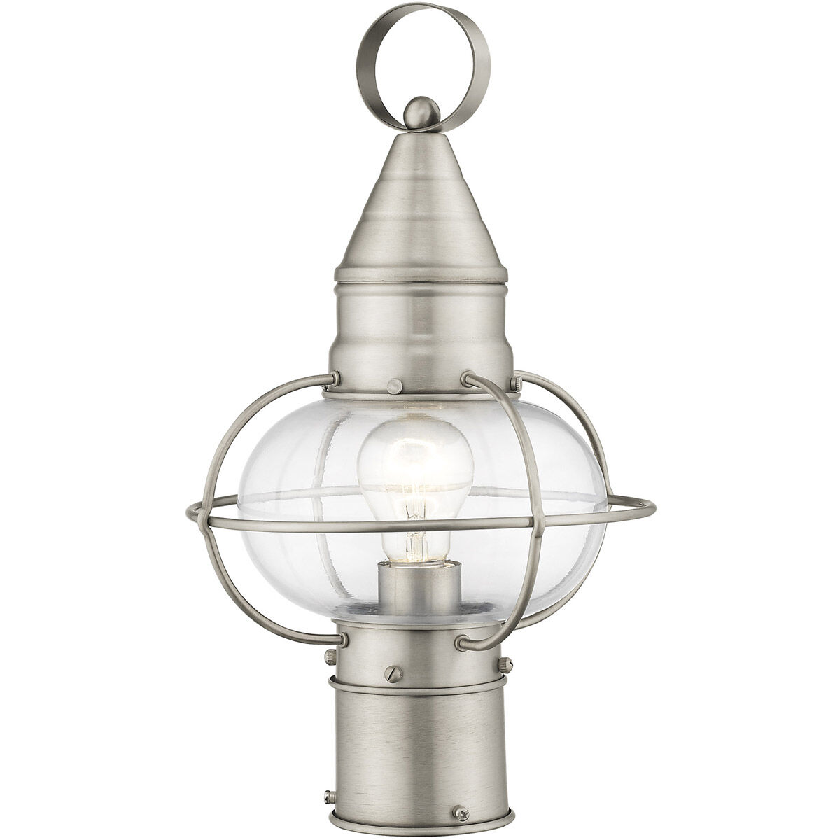 Newburyport 1 Light 15 inch Brushed Nickel Outdoor Post Top Lantern