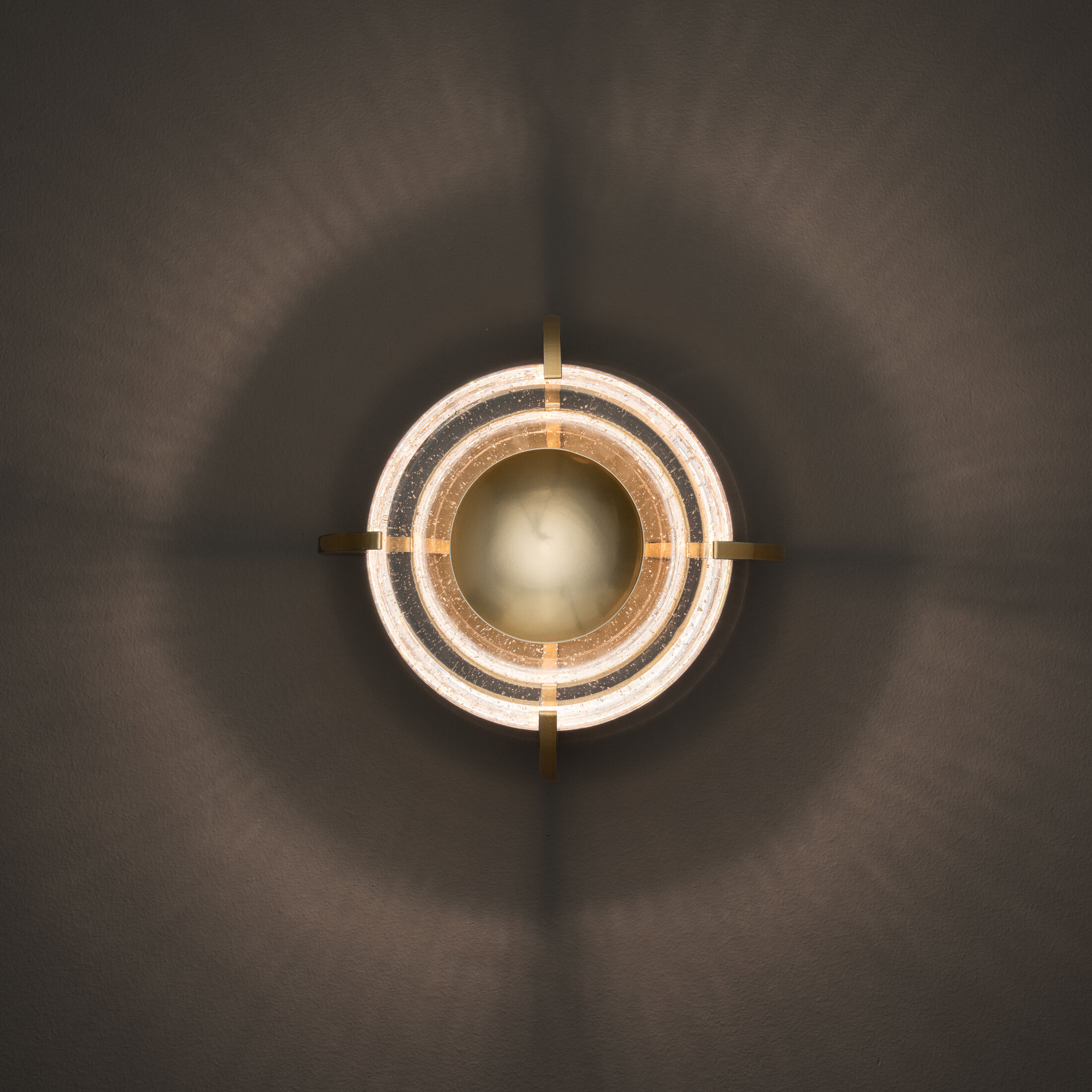 Lustra LED 10.6 inch Modern Brass Sconce/Flush Mount Wall Light, Art & Alchemy