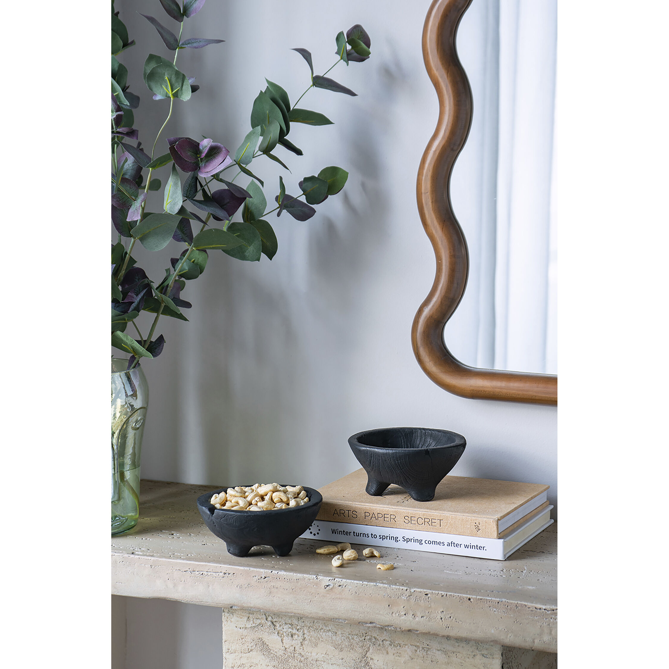 Teak 6 X 3 inch Bowls, With Legs, Set of 2