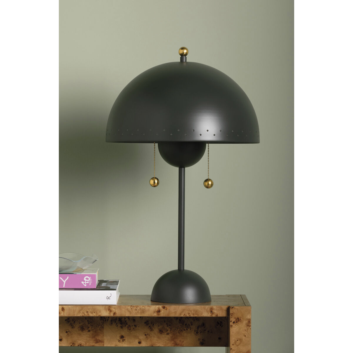 Jojo 25 inch 15.00 watt Aged Brass/Soft Studio Green Table Lamp Portable Light