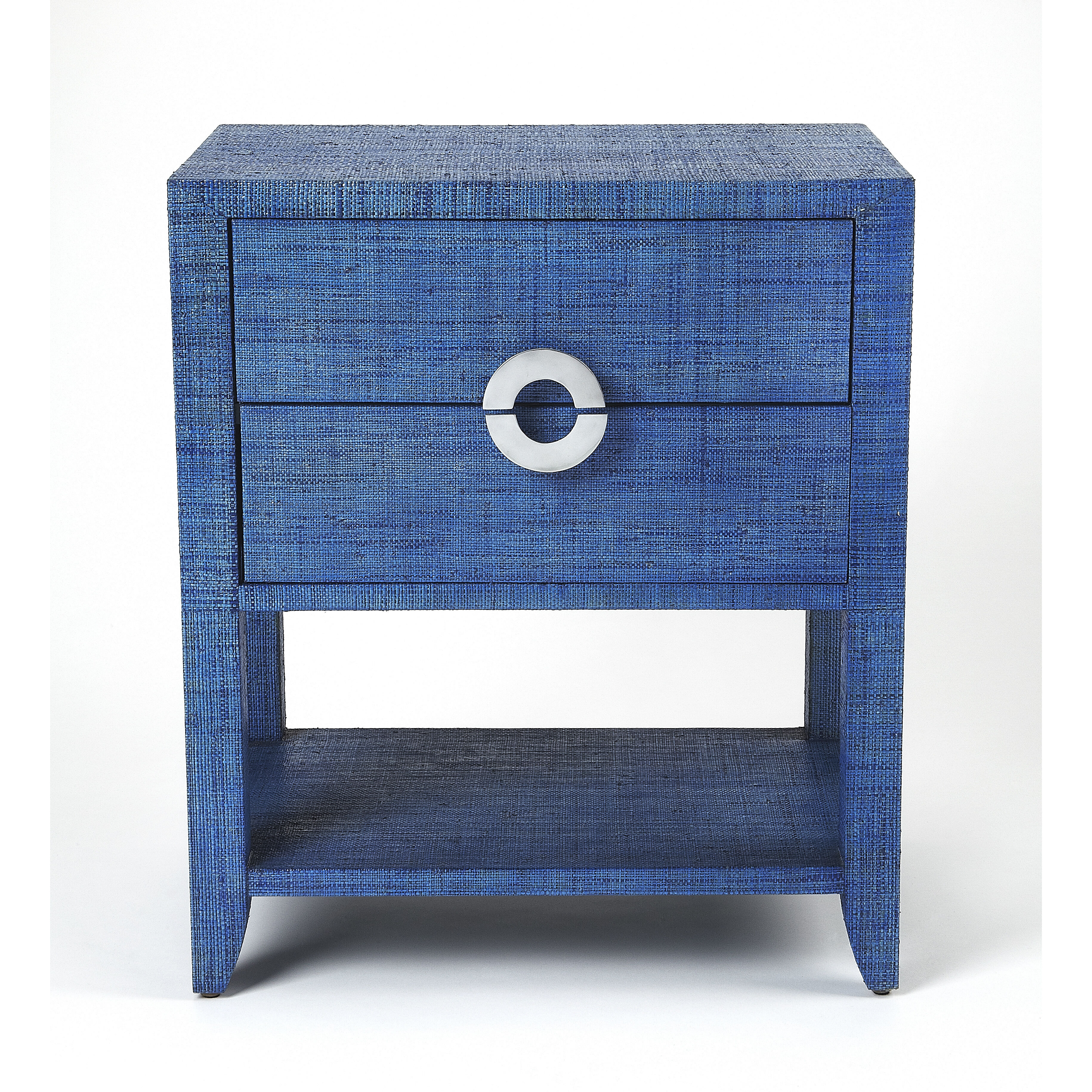 Butler Loft Amelle Blue Raffia 28 X 24 inch Navy Raffia Accent Table