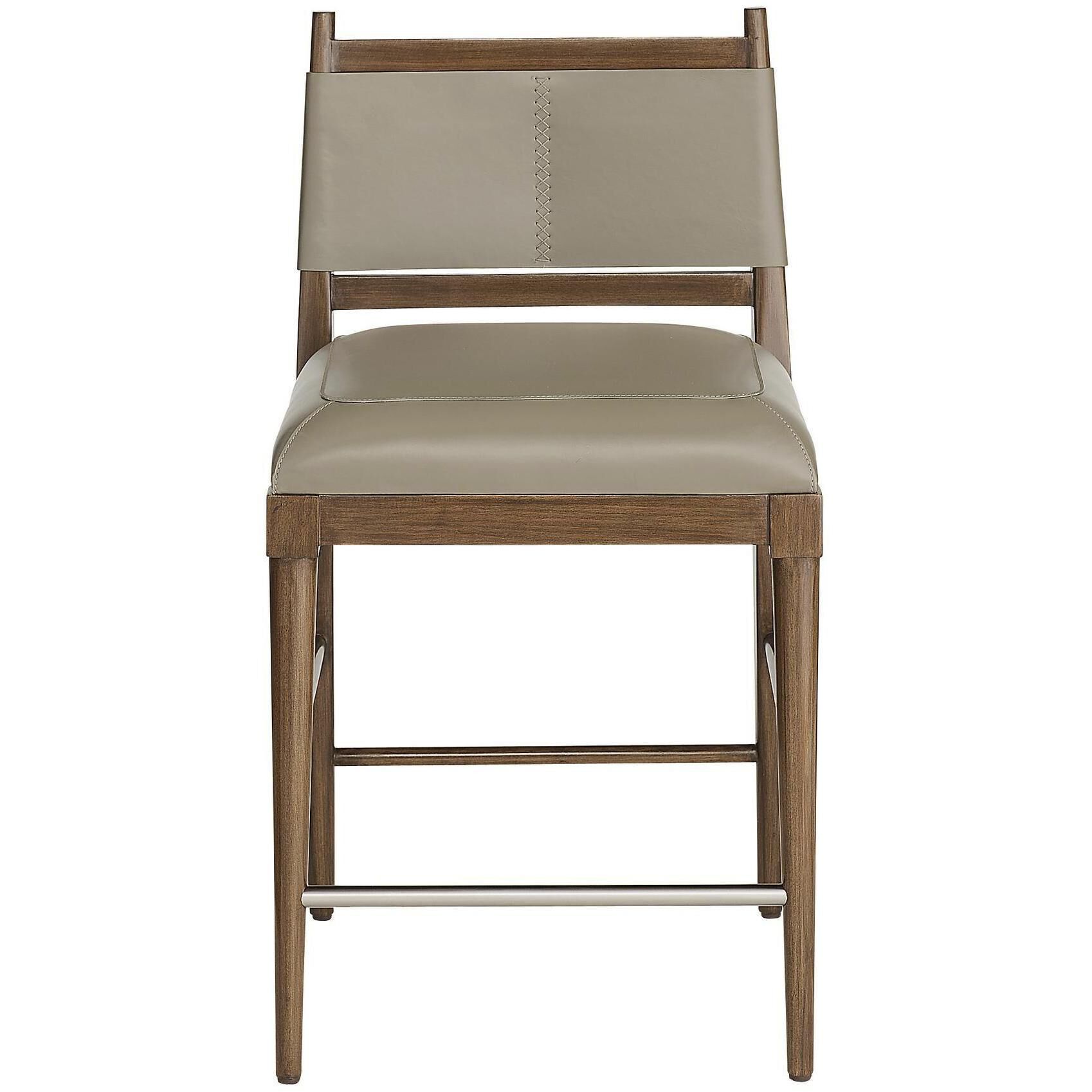 Keegan 35 inch Morel and Walnut with Brushed Stainless Steel Counter Stool