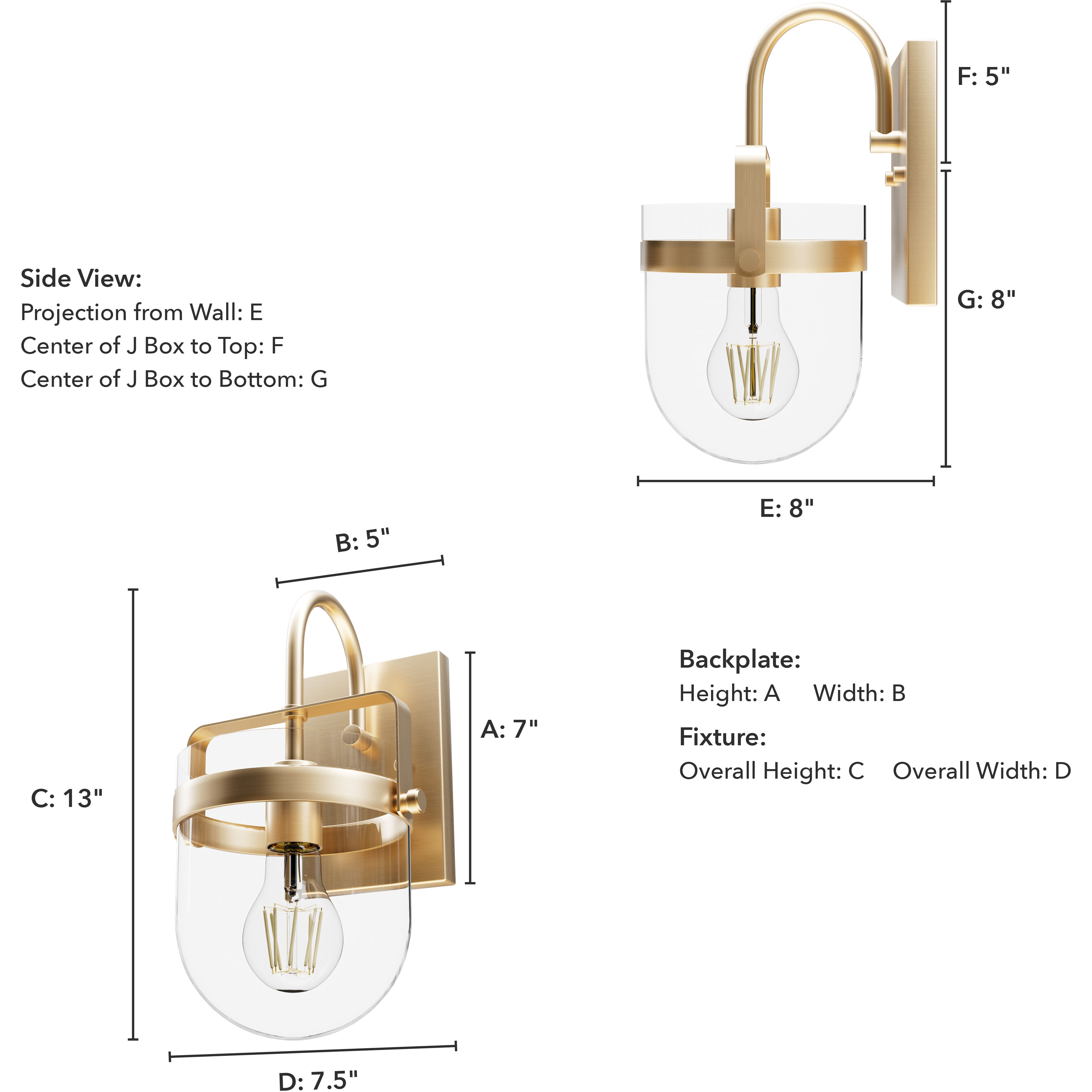 Karloff 1 Light 7.5 inch Alturas Gold Wall Sconce Wall Light