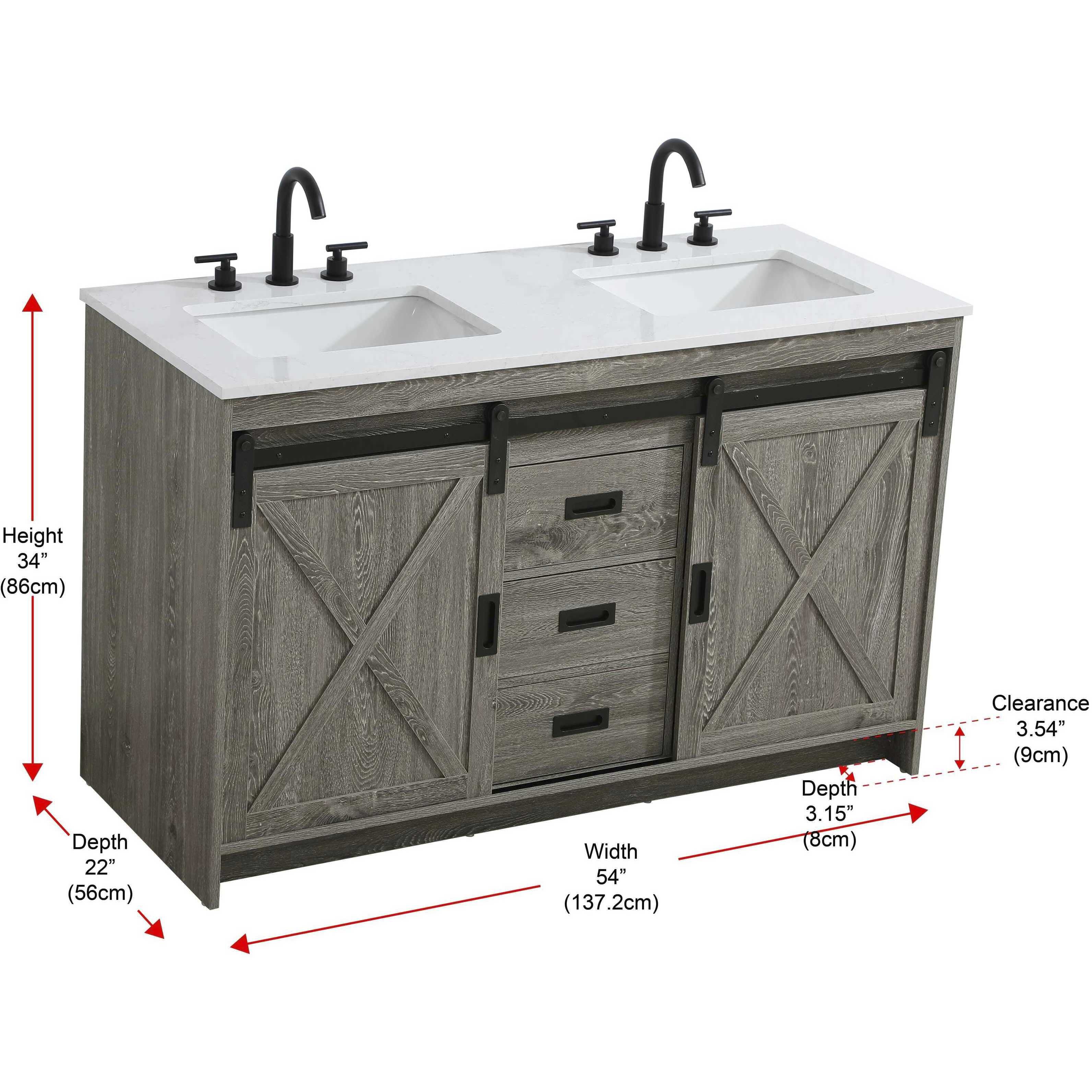 Austin 54 X 34 inch Rustic Grey Bathroom Vanity Cabinet