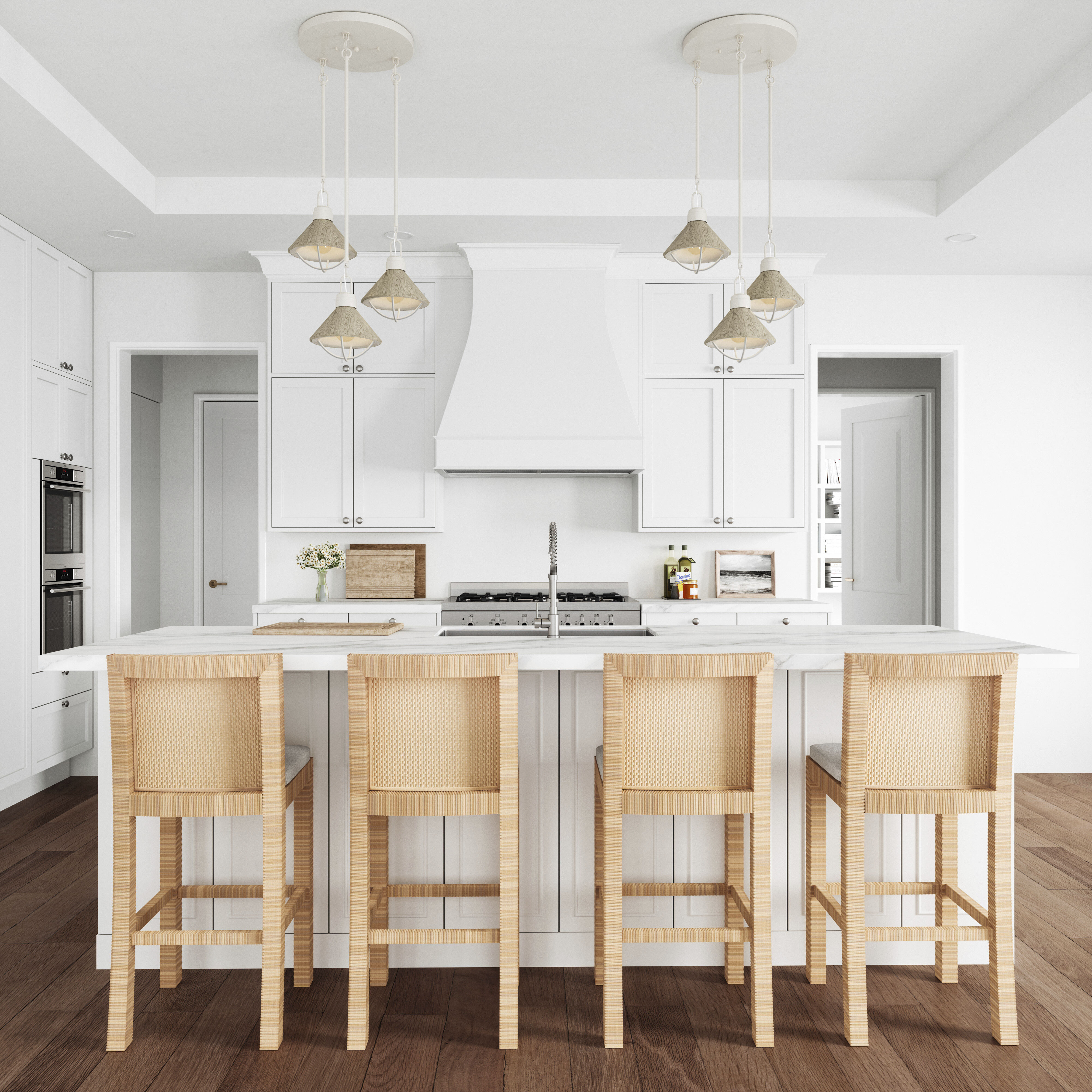 Cape May 3 Light 21 inch White Coral Pendant Ceiling Light