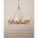 Vichy 8 Light 35.5 inch Contemporary Gold Leaf and Contemporary Gold Chandelier Ceiling Light, Suzanne Duin Collection
