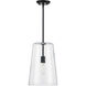 Clarion 1 Light Matte Black Pendant Ceiling Light, Medium 
